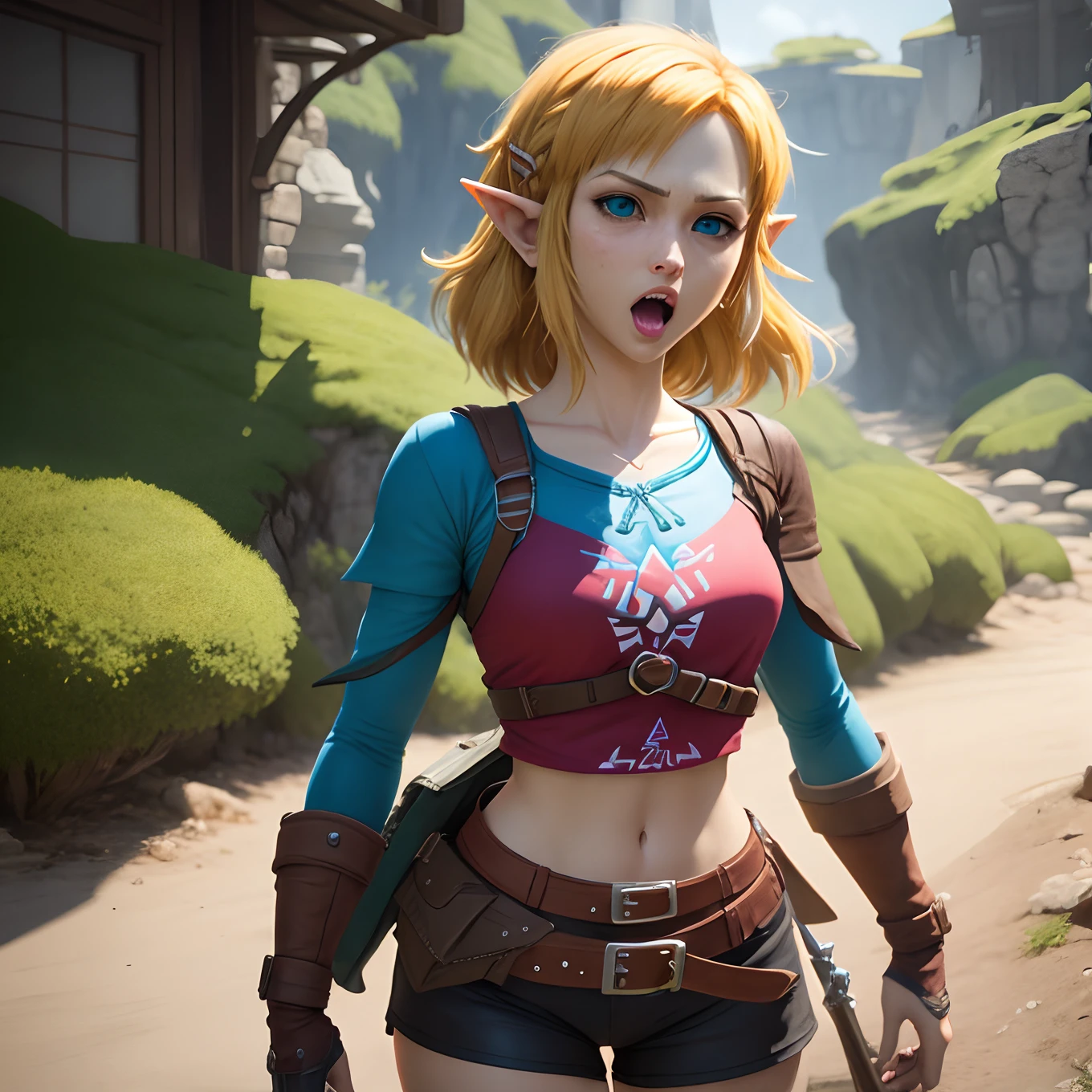 (whole body:1.5),beautiful detailed background, octane rendering, 8K, best quality, masterpiece, illustration, extremely delicate and beautiful, detailed,extremely detailed,CG,Unite,wallpaper,Astonishing, fine details, realistic art: 1.2 ,masterpiece, best quality, official art, extremely detailed CG Unite 8K wallpaper,1 girl, zelda, wearing plain transparent underwear,, on knees,hands tied behind back, mouth gagged, worried expression, green eyes, pretty symetrical face, oily wet skin, tanned skin, freckles, thin waist, narrow hips, tight apple ass, small breasts, Looking off to the side , Realistic photos, (hiqcgbody) ,perfect female figure, dark gothic rooftop background