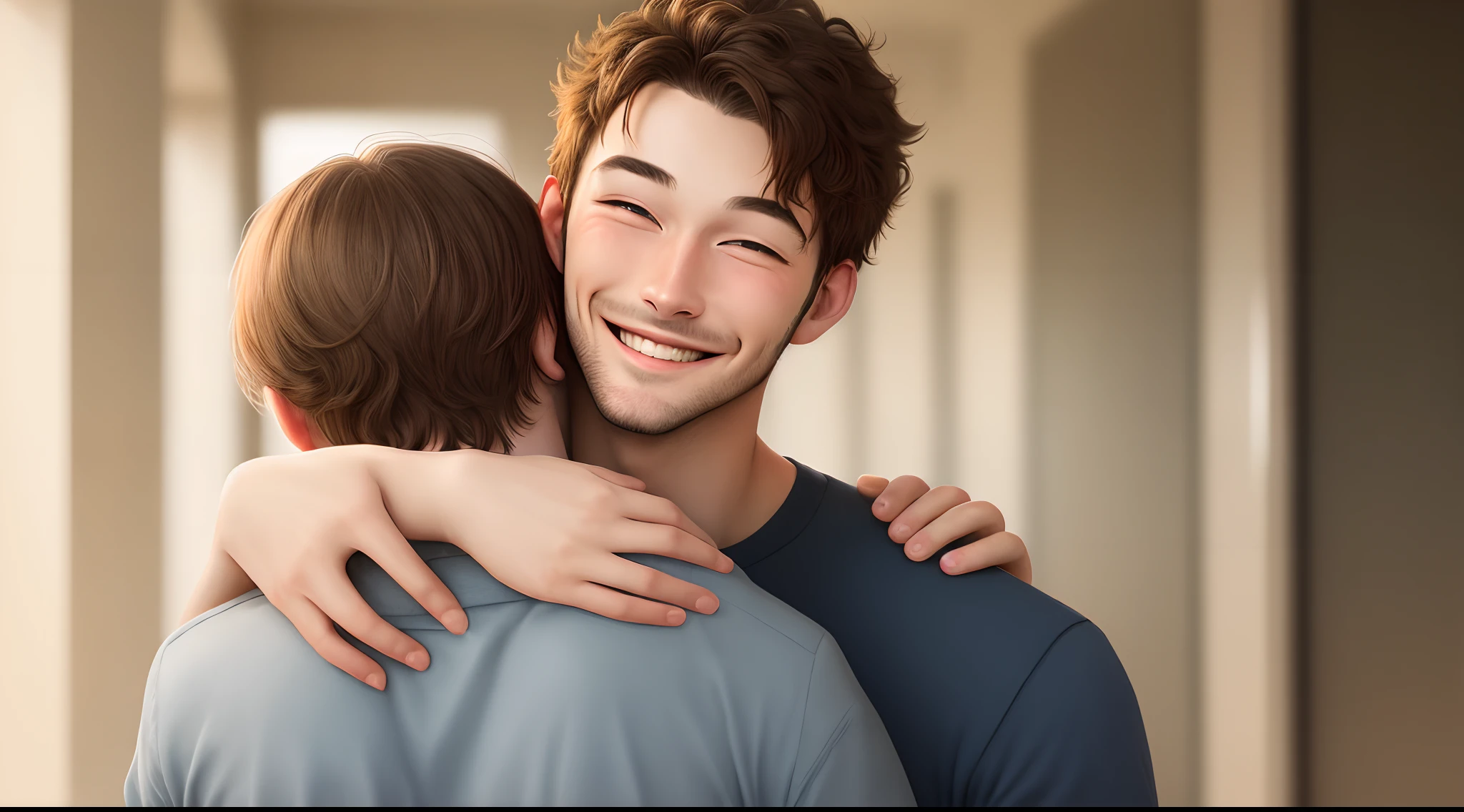 Man smiling while leaning on the back