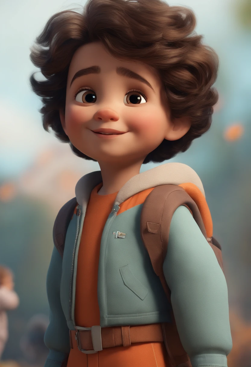 a happy cute standing short hair, vestindo uma fantasia espacial, , fundo branco, barnet, tom, Estilo Pixar, ..3d, desenhos animados, rosto detalhado, asymmetrical 16k