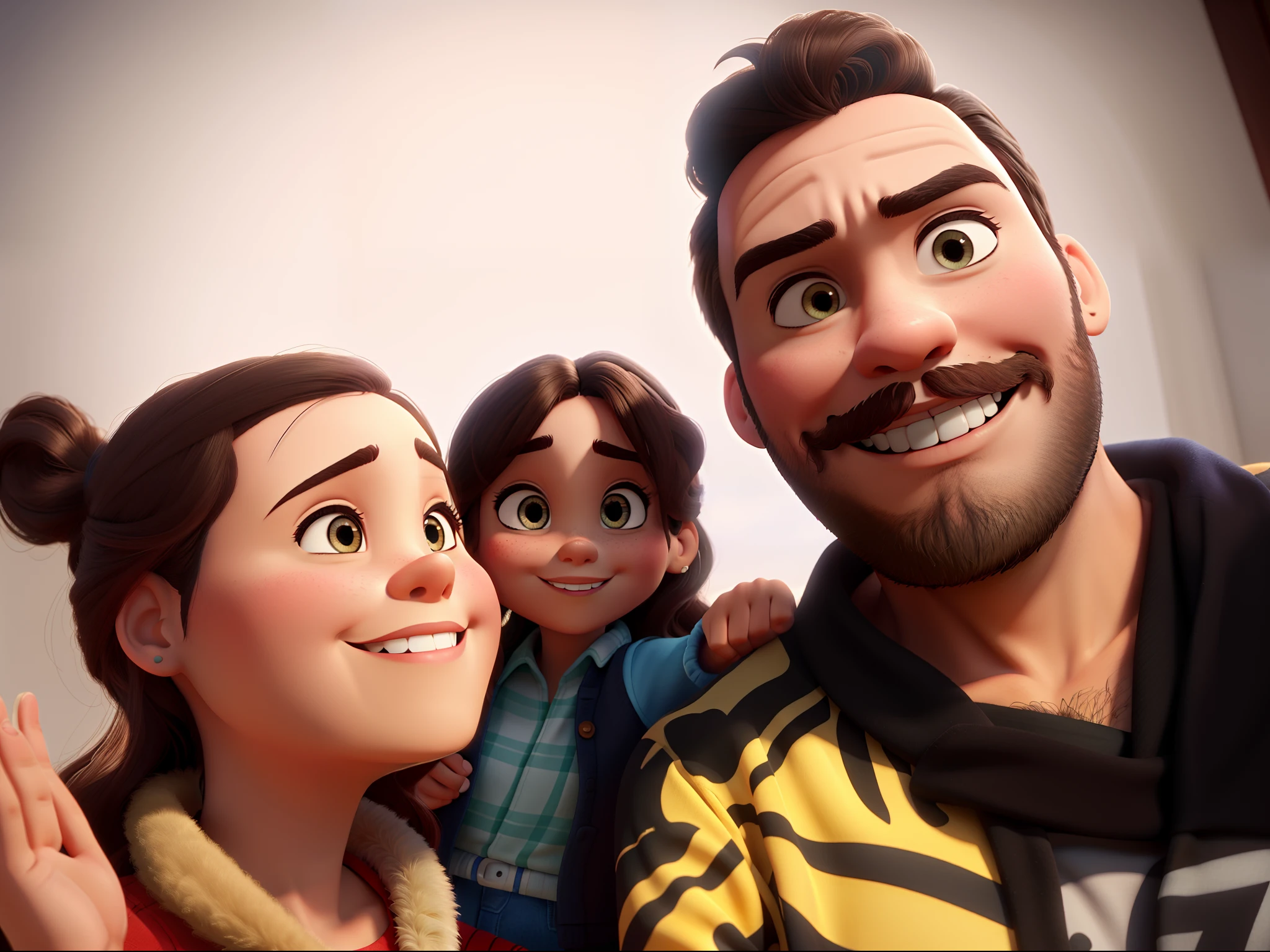 A beautiful family, estilo disney pixar, alta qualidade, melhor qualidade
