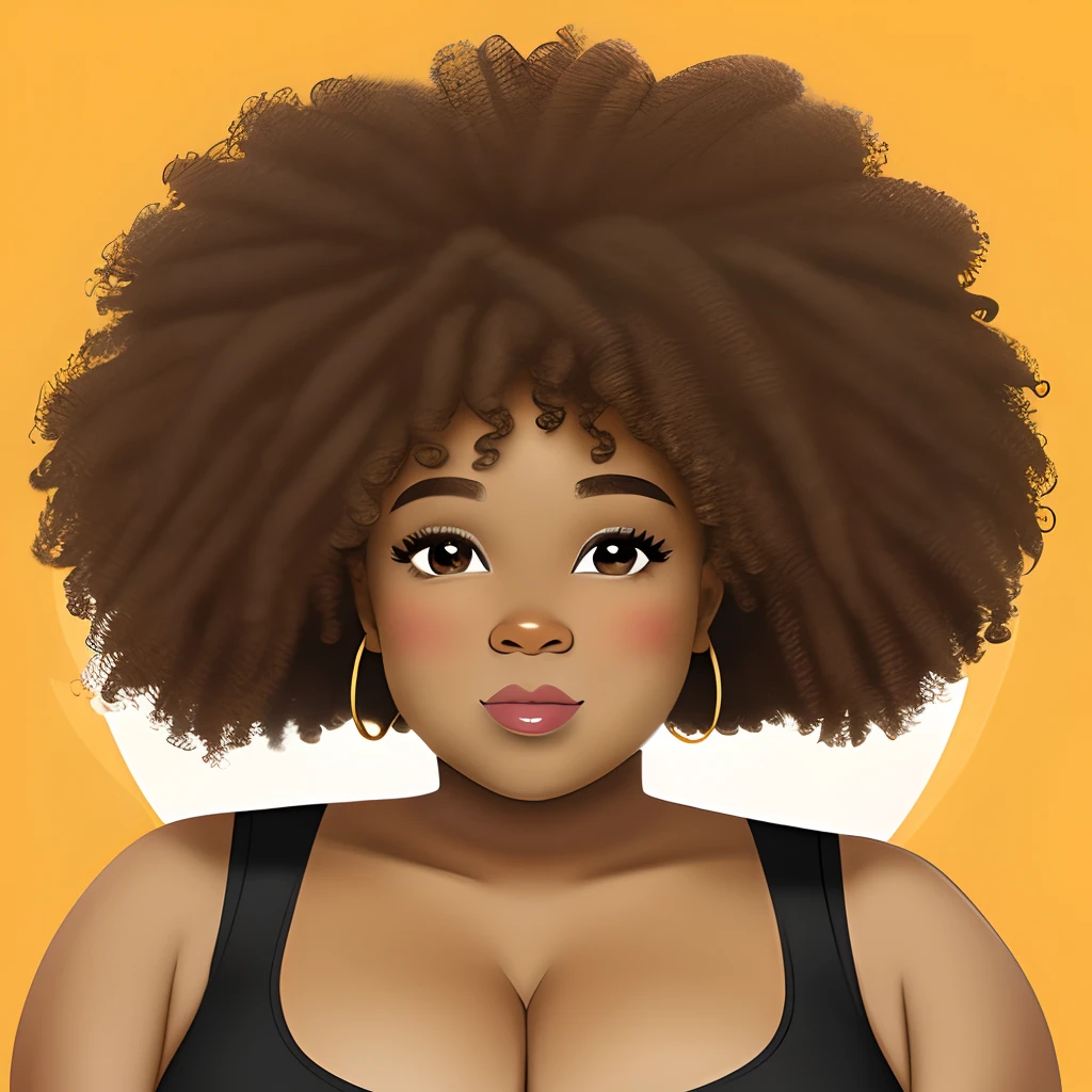 fat African American wife with a and curly hair