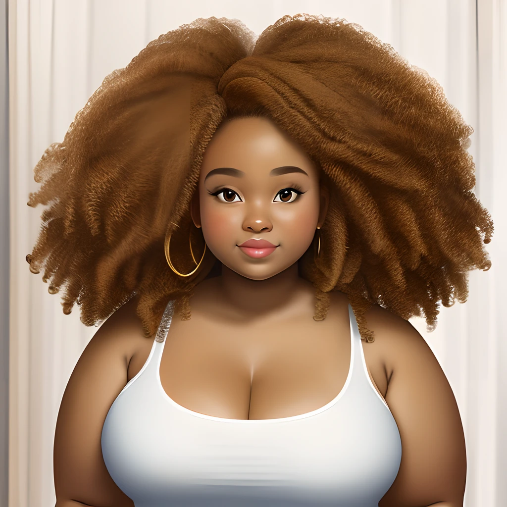 fat African American wife with a and curly hair
