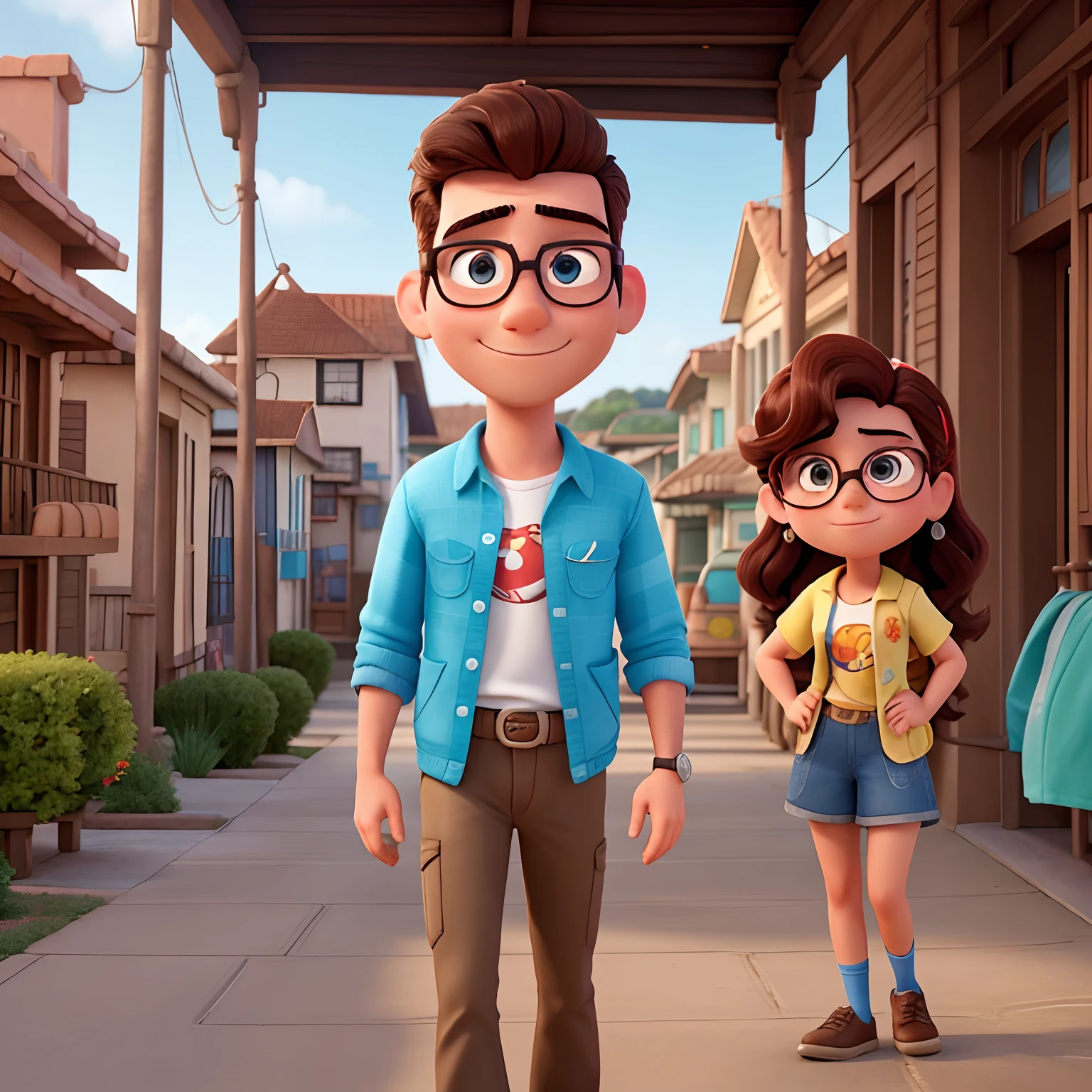 Create a Disney Pixar poster about a repellent, com o titulo " ESPANTA XOTA ". The character is a 20-year-old man who wears nerdy glasses and doesn't get along with women. Ele tem uma camisa com saladas estampadas. Um letreiro a baixo da imagem escrito EM BREVE NOS CINEMAS