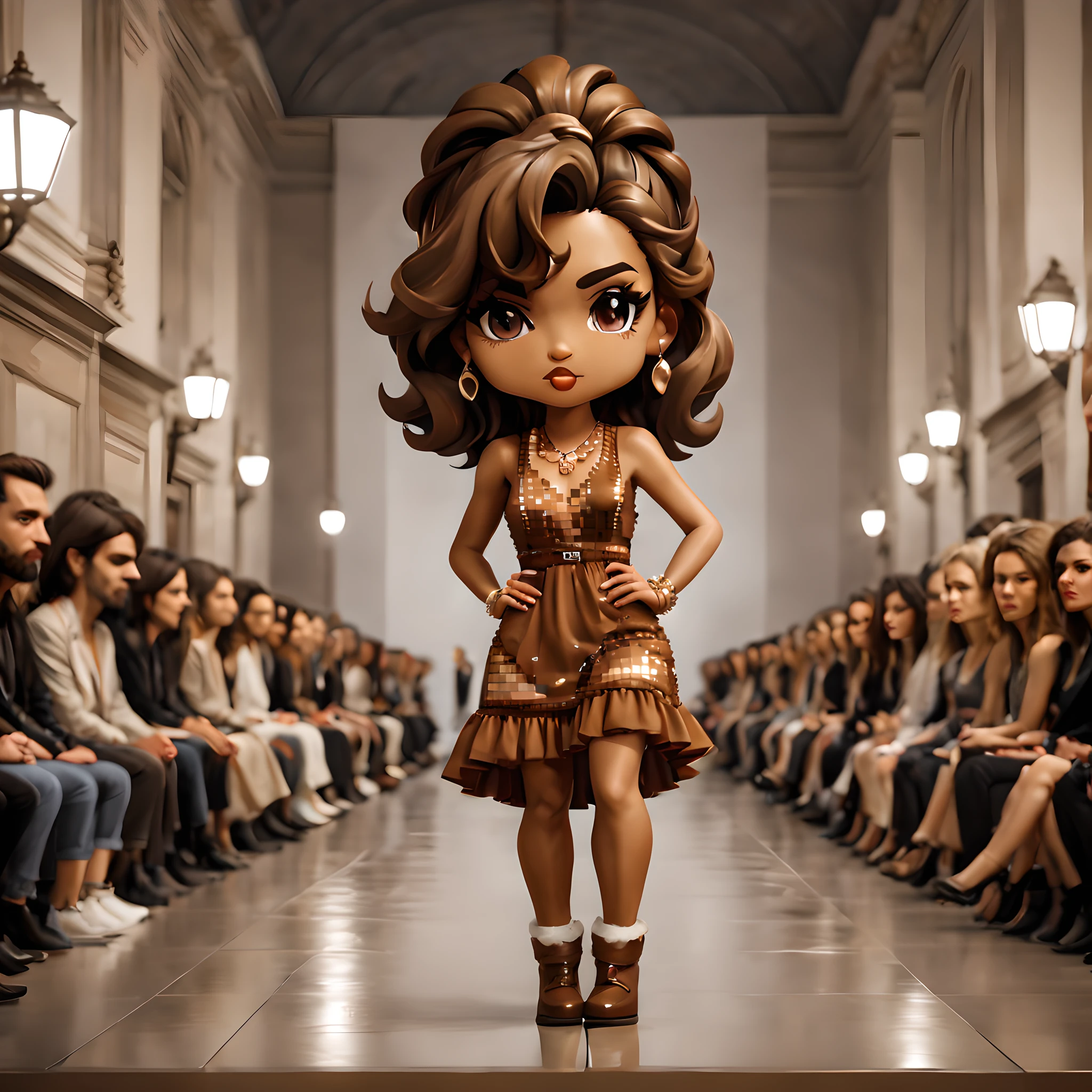 (Pixel art:1.5), (fashion show:1.5), (fashion week:1.5), (fantasy:1.5), (super model:1.5), (1girl:1.5), (1brazilian girl:1.5), (chibi emote:1.5), (chibi character;1.5), (Milan Collection:1.5), (brownish colors:1.5), (dress:1.5),