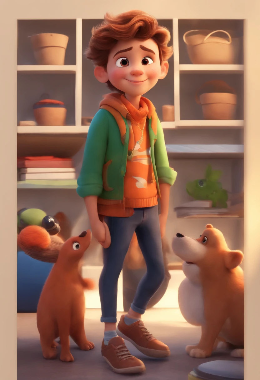 Image of a boy for a story in a YouTube video in Pixar format, He's the little allabester, He's the class leader, He's outgoing, Playful and gets up for a lot of things