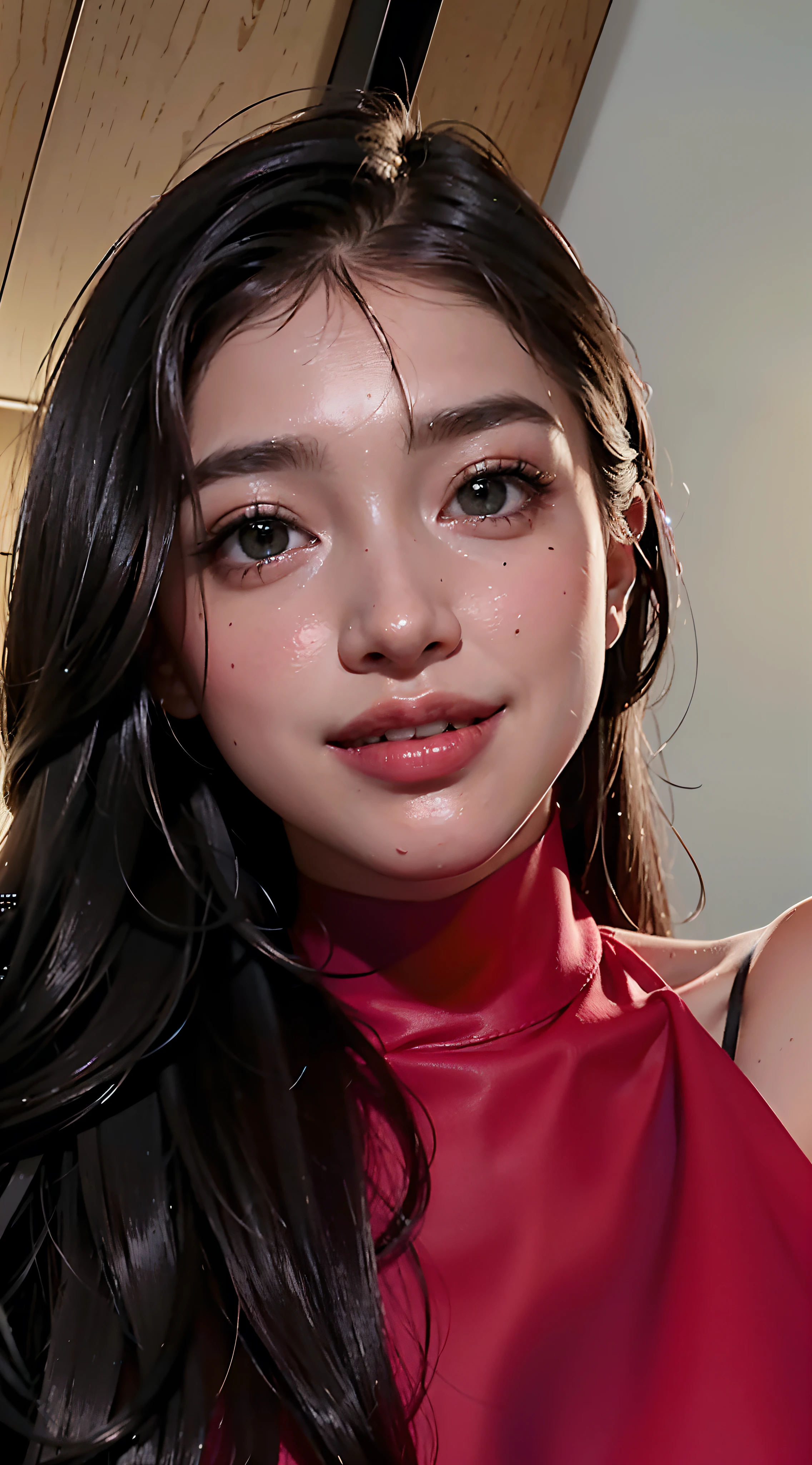 melhor qualidade、obra prima、fotoRealstic、detalhe intrincado、FOTO CRU、Photon rendering、octane rendering、absurdos、ultra-detalhada、Um rosto detalhado、pele detalhada、Trending in art stations、Obra-prima 8K、lighting like a movie、( (1girl em))、((solo) ))、((Ver))、CG Social Trends、Plastic En、((cabelo longo preto))、((Mulheres Bonitas))、(um sorriso)、mostrar os grinps、dentes superiores、fashionable、summer clothes、Cabelo que tremula ao vento、((flowing hair))、revista de moda、Um sexy、((lighting like a movie))、((Pesca))、