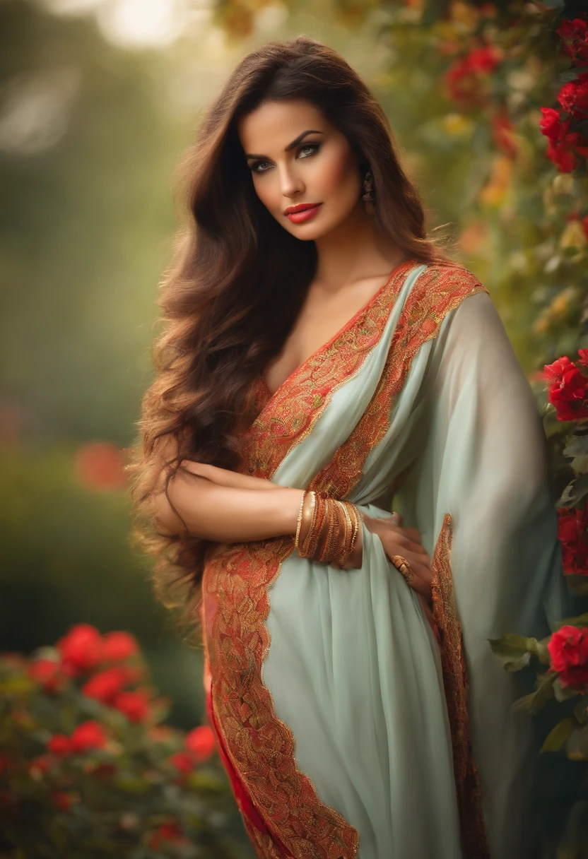 A beautiful woman is showing off her open。