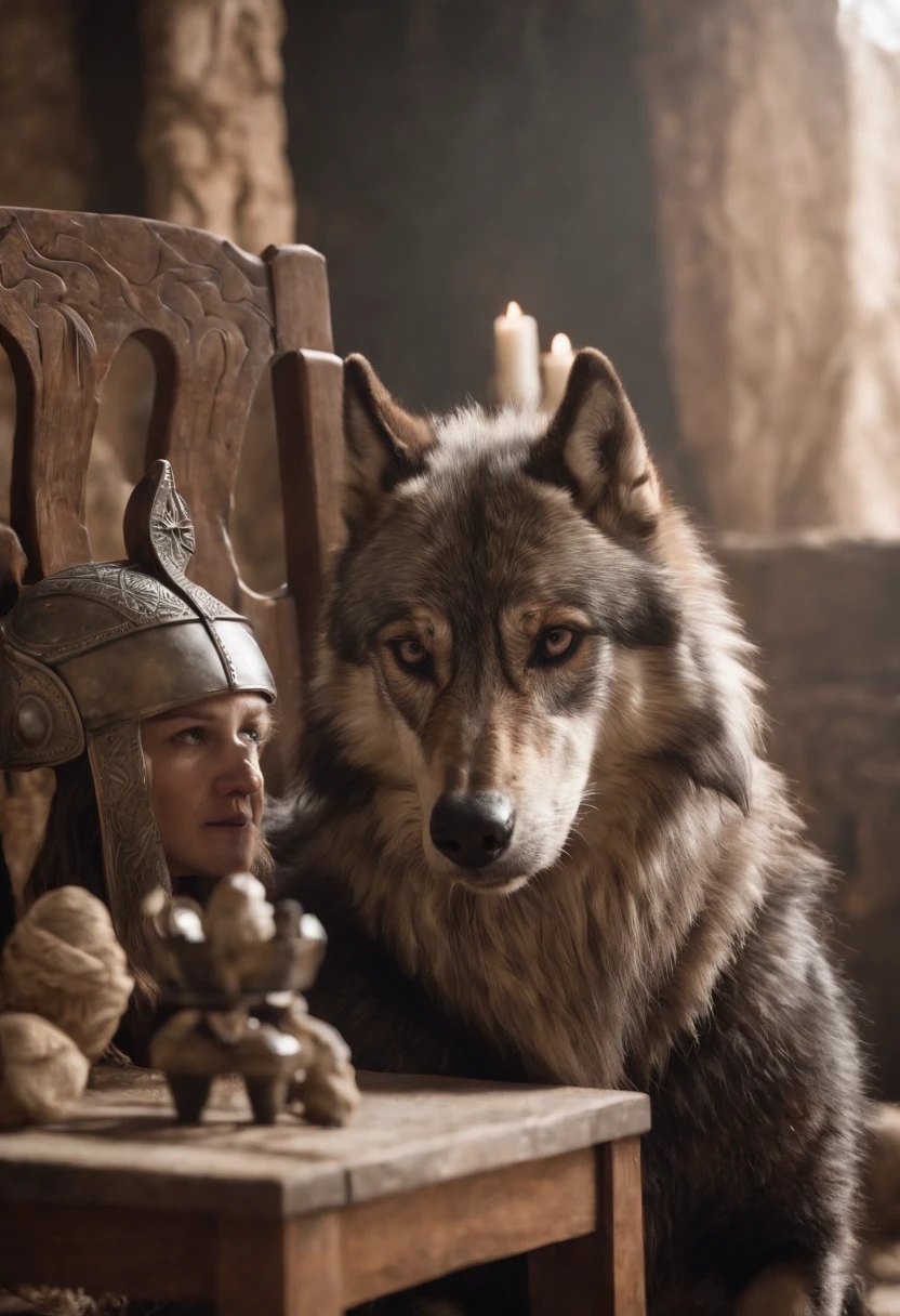 Viking wolf and game of thrones chair with hula skulls