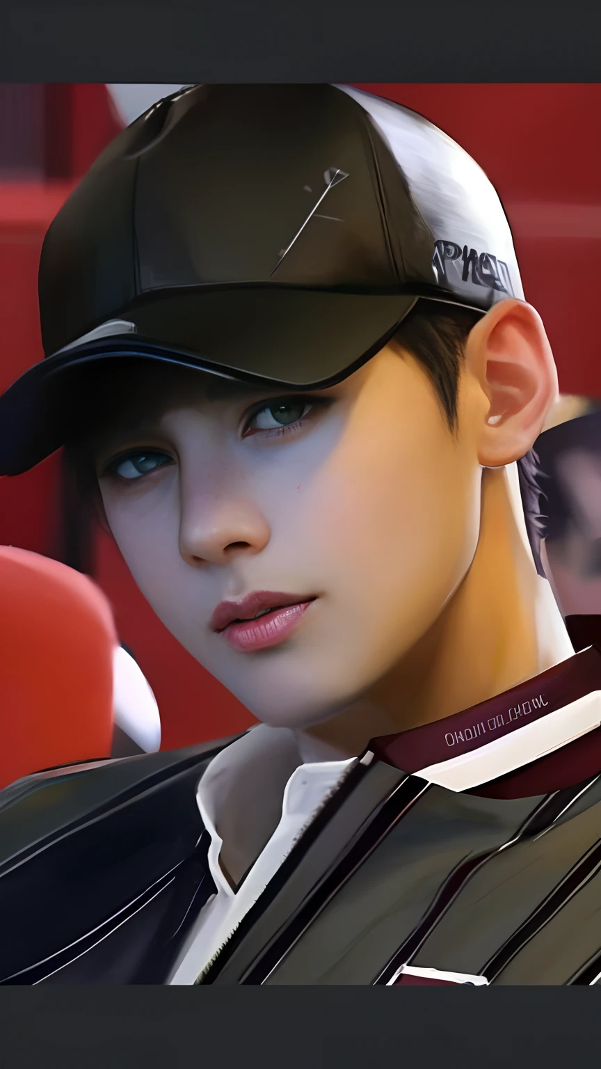 arafed image of a man wearing a baseball cap and a baseball uniform, kim doyoung, jinyoung shin, jungkook, inspired by Bian Shoumin, cai xukun, wan adorable korean face, photorealistic!!!!!!! art style, high quality fanart, inspired by Zhang Han, jinyoung shin aesthetic, jung jaehyun, inspired by Kun Can, official fanart