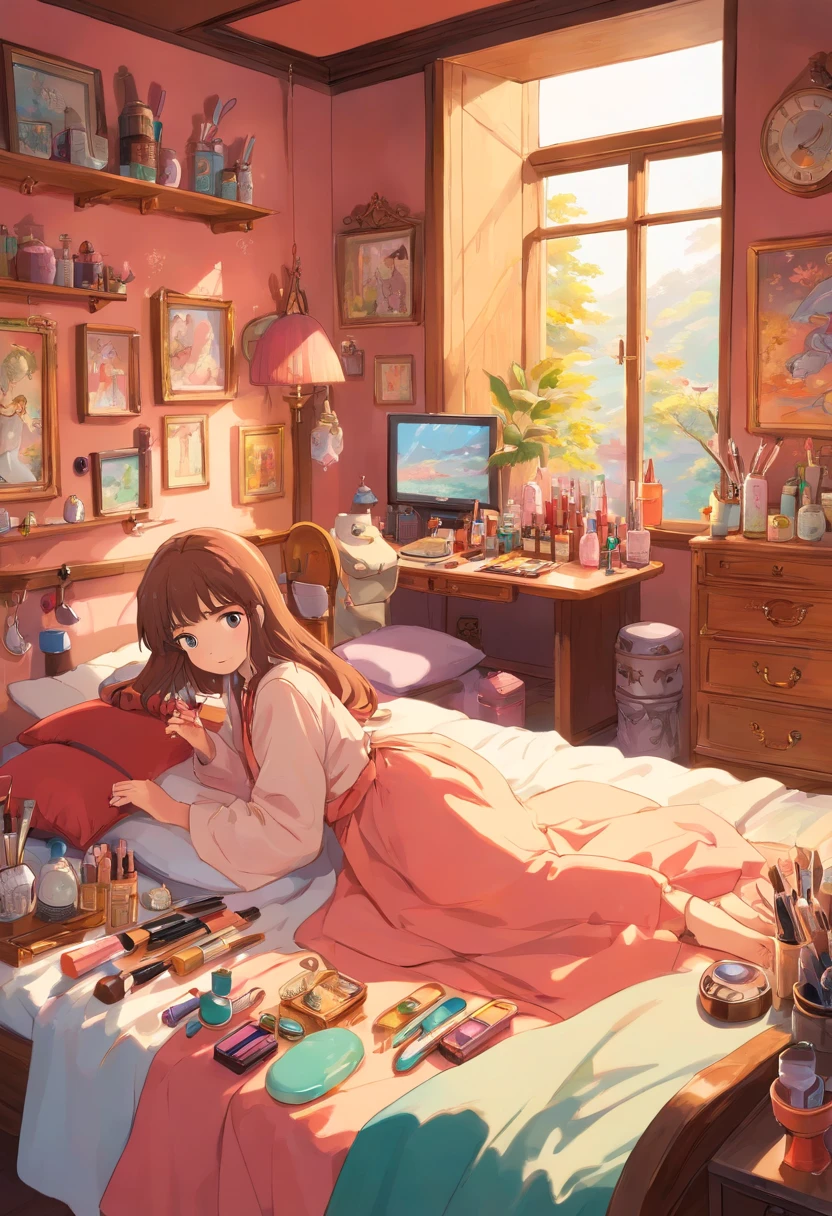 Girls who like makeup Makeup tools Cute room on the beds Ren Hao
