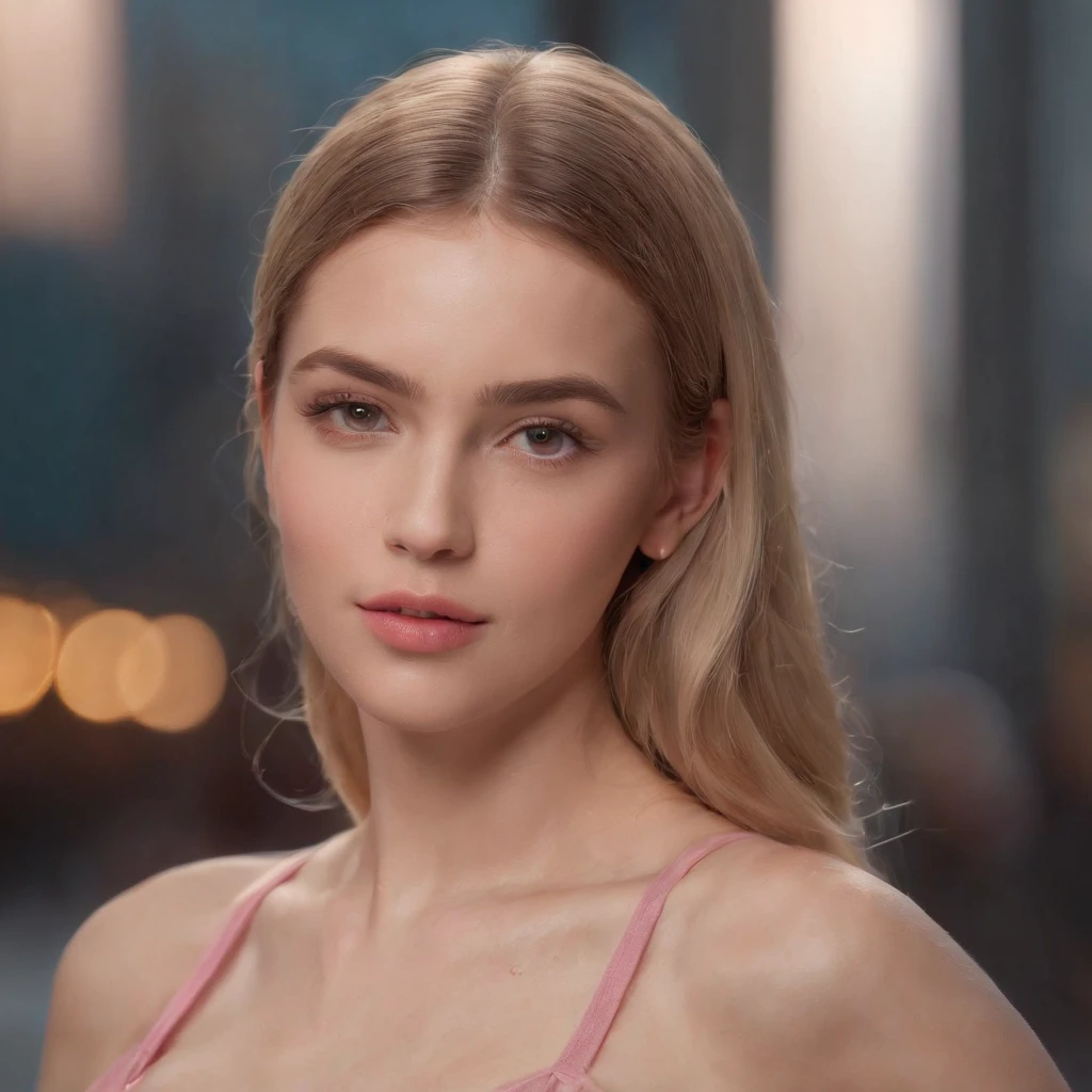 ((Best quality, 8k, Masterpiece: 1.3)), Sharp focus: 1.2, A beautiful (European) woman with perfect body: 1.4, goddess: 1.2, ((Layered haircut, Large breasts: 1.2)), (no bra) (Small and beautiful hard nipple) (Thin and damp button up to shirt length: 1.1), Highly detailed face and skin texture, Detailed eyes, Double eyelid, tanned skin, sexy, tan, perfect skin, exposed shoulders, cleavage, on the street