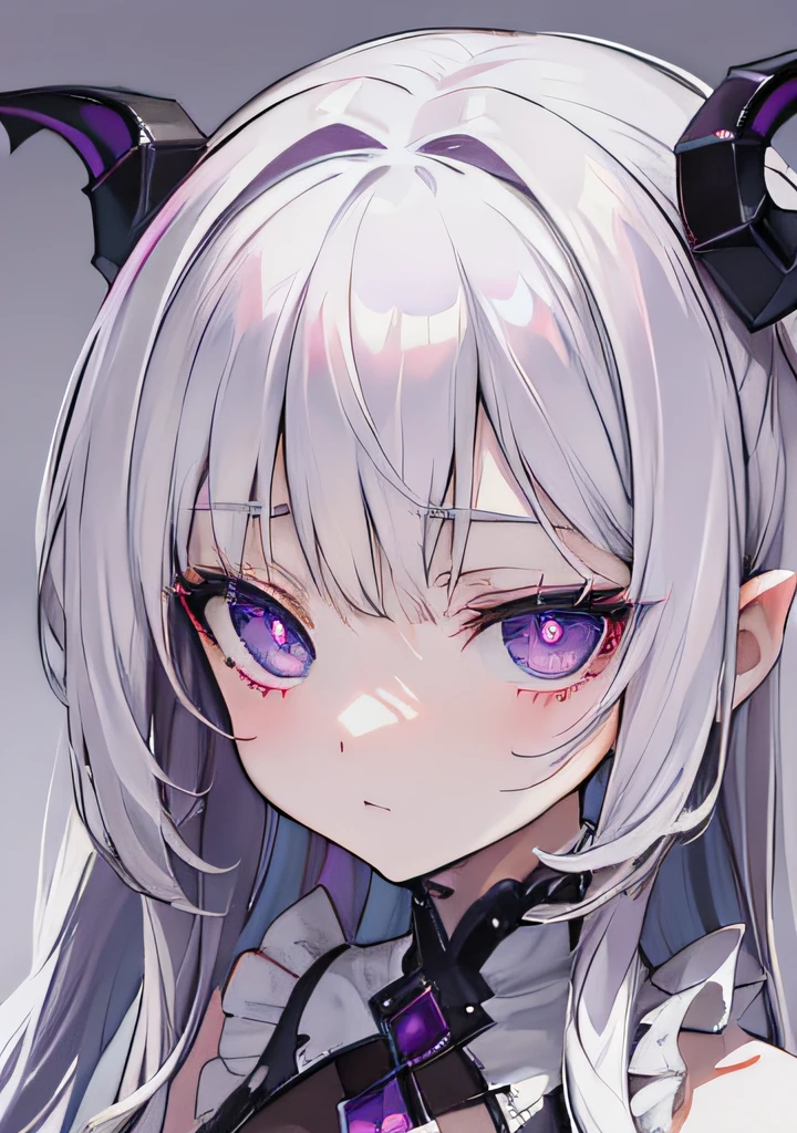 Creamy white hair，Deep purple pupils，A cute and seductive succubus girl