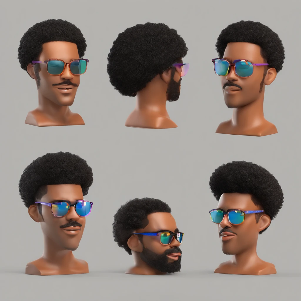 Crie um homem, cabelo afro, corte quadrado, moreno, bespectacled, altura 1,70, tocando bateria, thick lips, olhos castanhos claros e arredondados, rosto arredondado