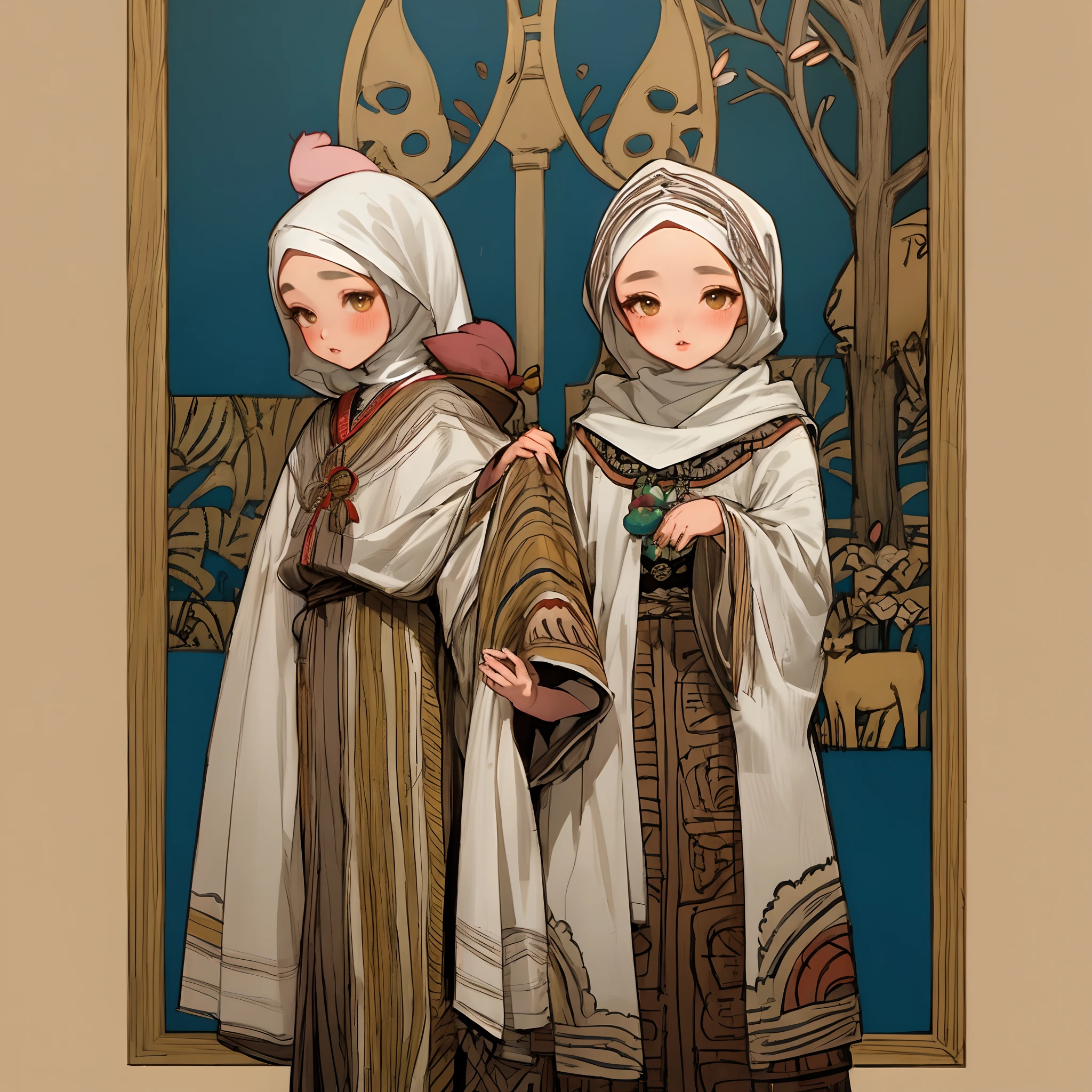 ((the girl is wearing a simple white hijab)), long hijab, ((she is wearing a very long simple white loose abaya)), the abaya has long sleeves, ((extremely long abaya)), long veil, back view, back view,he walked down the stairs of one of the busy shops. The shop is part of a market which is shaped like stacked buildings made from a combination of concrete and wood elements. The market is filled with colorful stalls, lanterns and crowds. A red cable car glides overhead, connecting the market with a cluster of other stacked buildings on the water. the camera panned him from above so that below him you could see the vast sea, XL more detail,Architectural100,clouds,scenery,sky,high saturation,extremely detailed