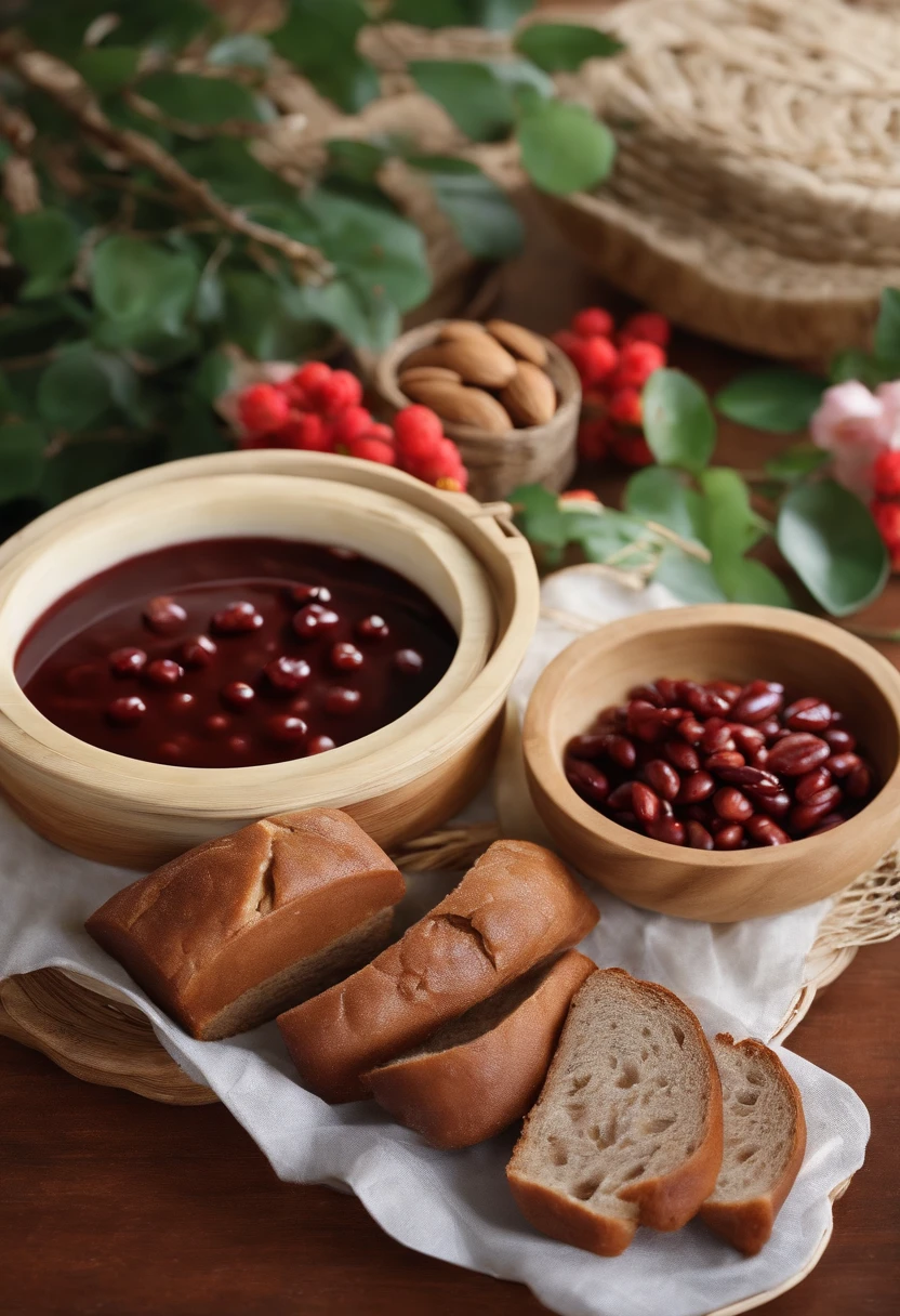 red bean paste、nutty、almond、Bread with butter in it