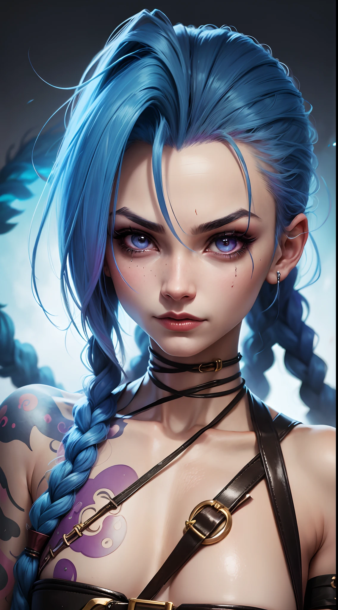 Jinx, arcane, crazy, close up photo