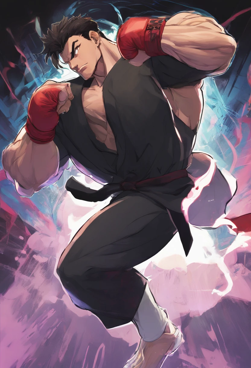 Tan Teenage boy, Asian, Long curly hair, brown eyes, black sweat pants, white t shirt, bracelets, white shoes, freckles, slim physique, animated style