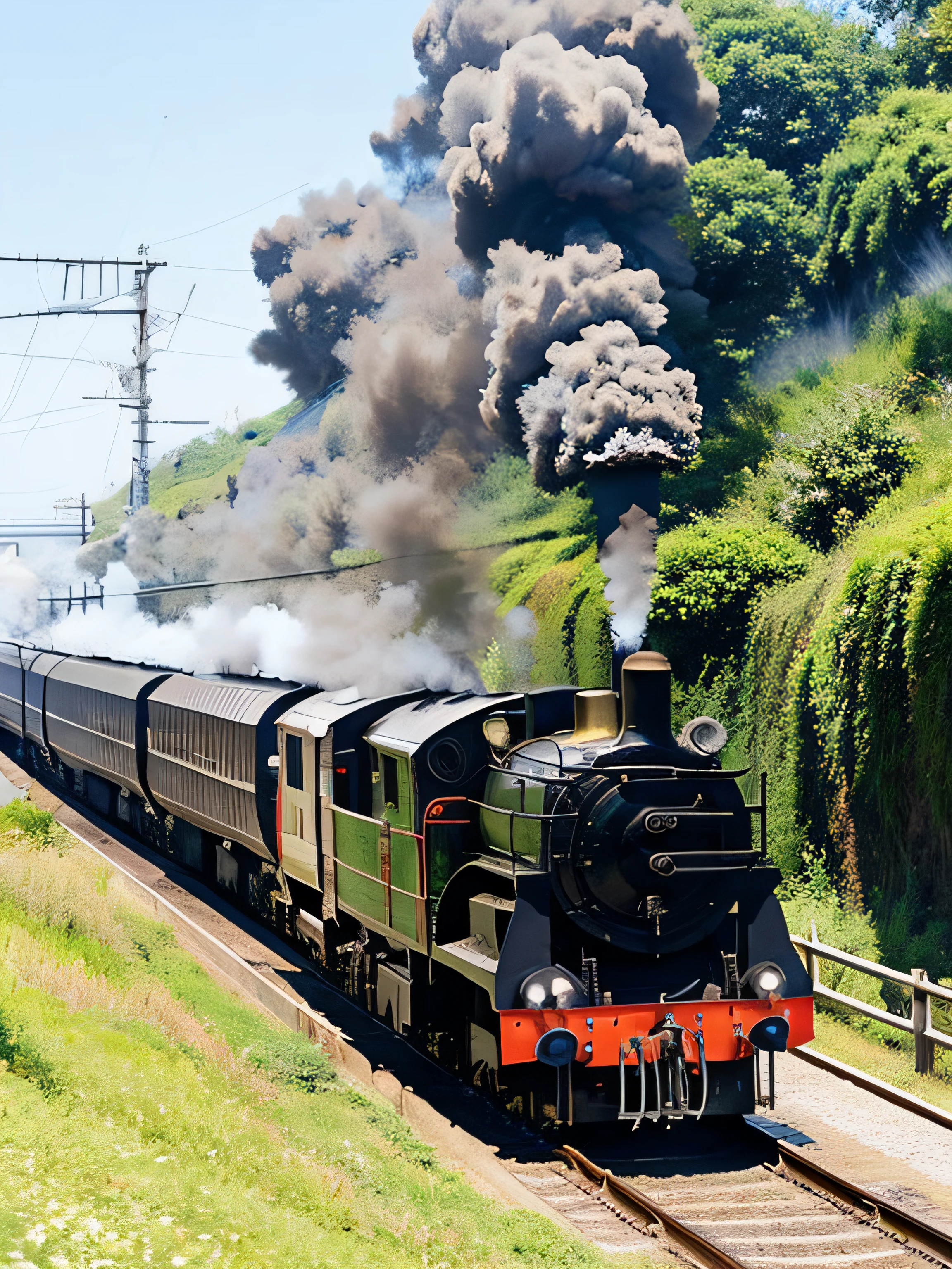 Japan steam locomotive、ＤScenery of 51 running with white smoke、
