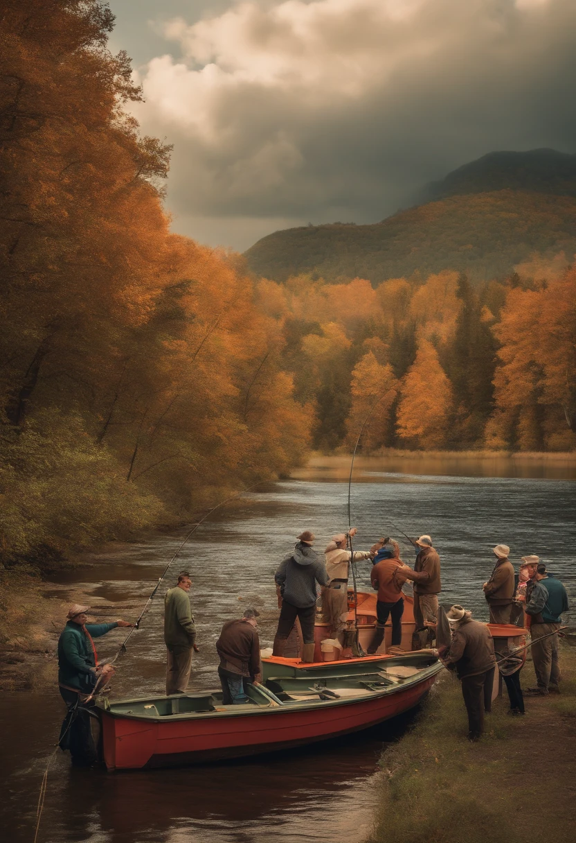 Fishing Contest Group Photo Wall Comic Style