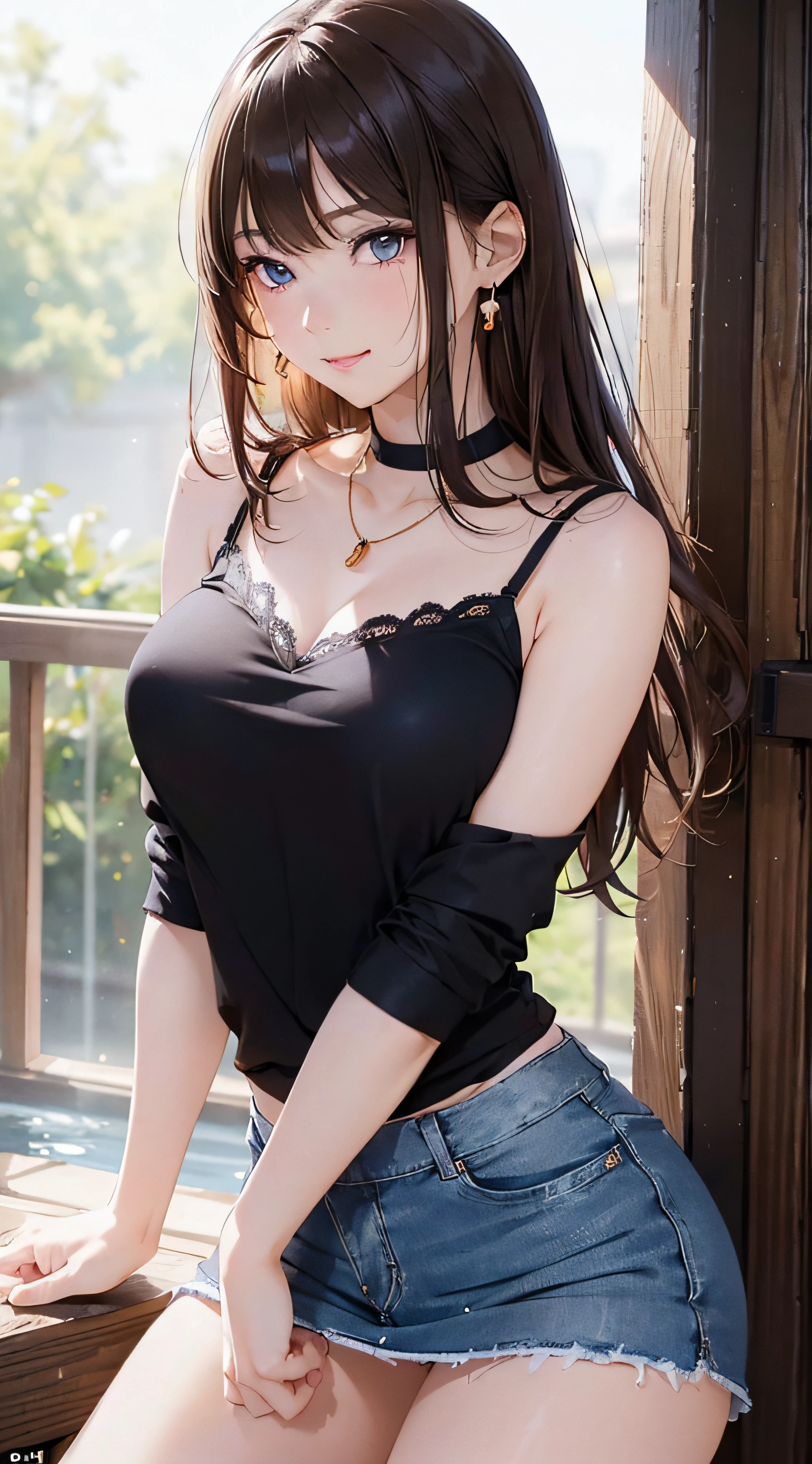 (masutepiece: 1.3), (max resolution: 1.2), (Ultra HDTV: 1.2), cinematric light, Ultra HDTV, (Detailed eyes and skin), (detailed facial features), nffsw, 8K resolution, Sharp Focus: 1.2, Perfect Style, Beautiful face, Perfect body, acurate, Anatomically correct, Highly detailed face and skin texture, Detailed eyes, Dark-blue eyes, Double eyelids, Thin eyebrows, Glitter Eyeliner: 1.2, Natural cheeks, Glossy skin, Fair skin: 1.2, shiny little necklace and earrings, (Glossy lips: 1.4), BREAK, One-person viewpoint, (She is a very cute female teacher), (Pink lace panties), (Seductive smile: 1.2), ((a Innocent and cute girl:1.3)), (Long Wave Hair), (ligh brown hair:1.2), (Cowboy Shot: 1.2), BREAK, ((Very intimate relationships: 1.2)), medium large breasts, ((Looking at Viewer:1.2)), ((Hot spring trip:1.2)), ((Bend your knees and open your legs wide:1.2)), (From Side:1.2),low angle shot,sleeveless sweater Tight jeans skirt