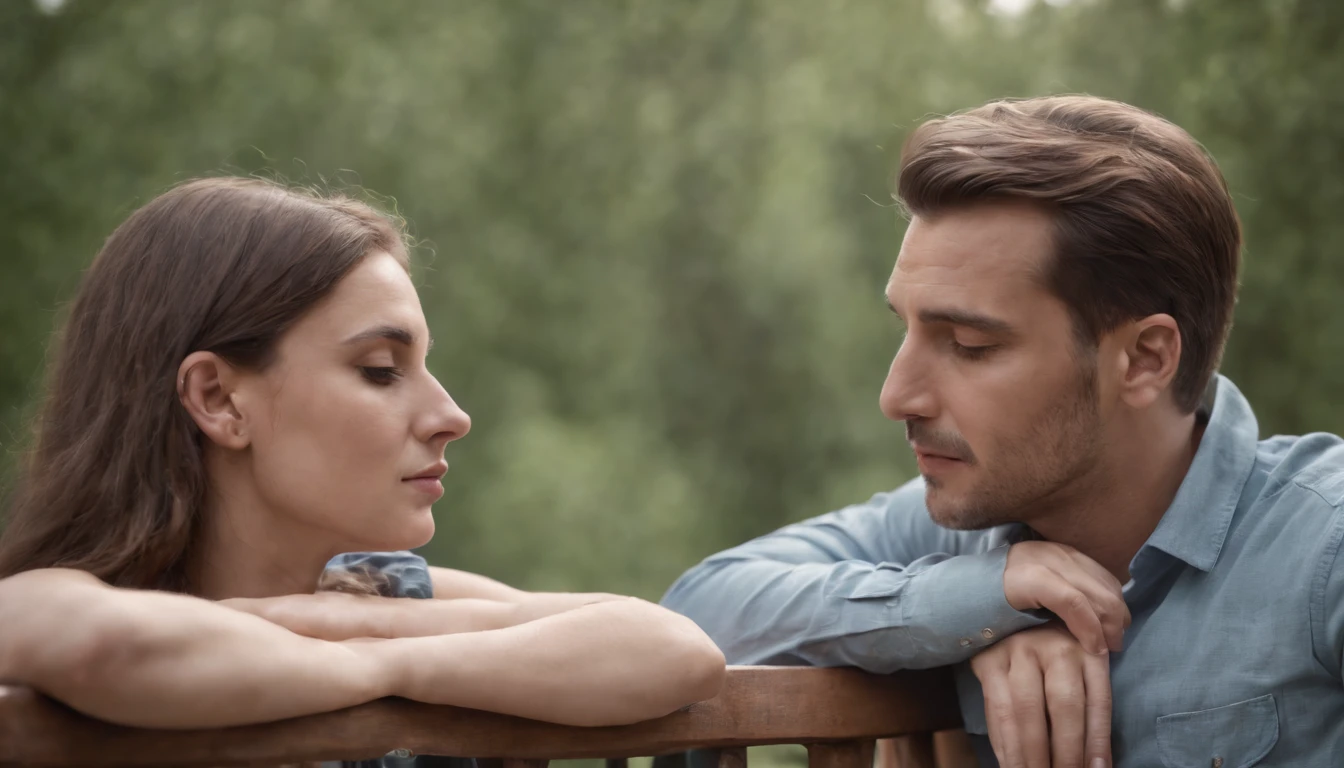 A man sits with a girl. He is asleep and she is sitting with a big nose