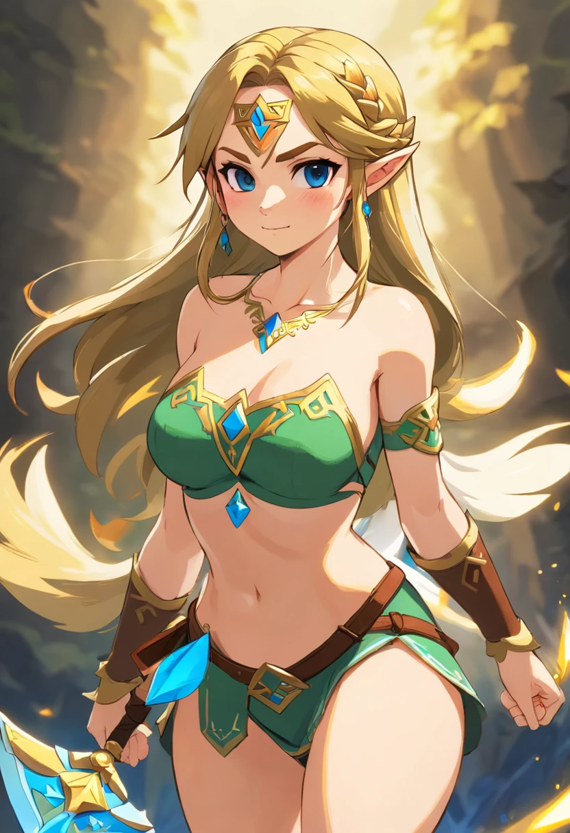 botw Zelda, hentai, medium boobs, big butt, shirtless, pantless, no underwear, erect
