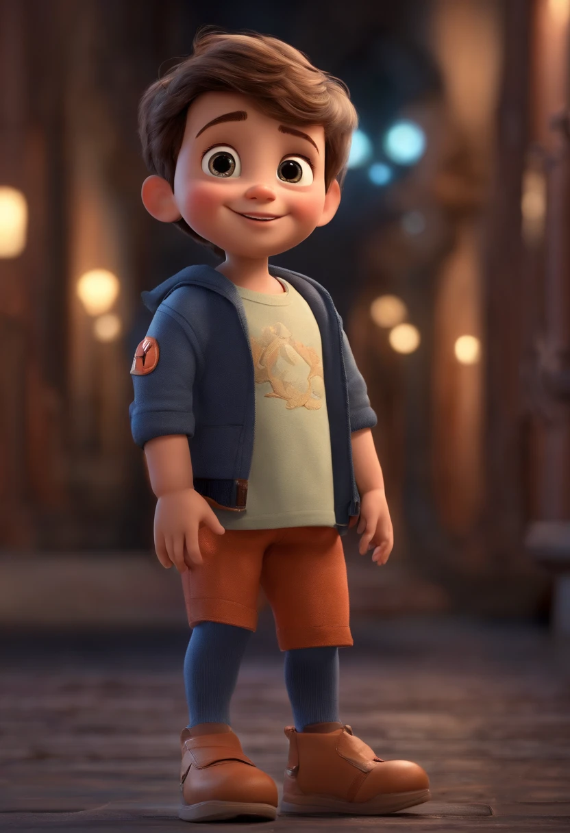 a happy cute  standing short hair, vestindo uma fantasia espacial, , fundo branco, barnet, Tom, Estilo Pixar, ....3d, desenhos animados, rosto detalhado, asymmetrical 16k