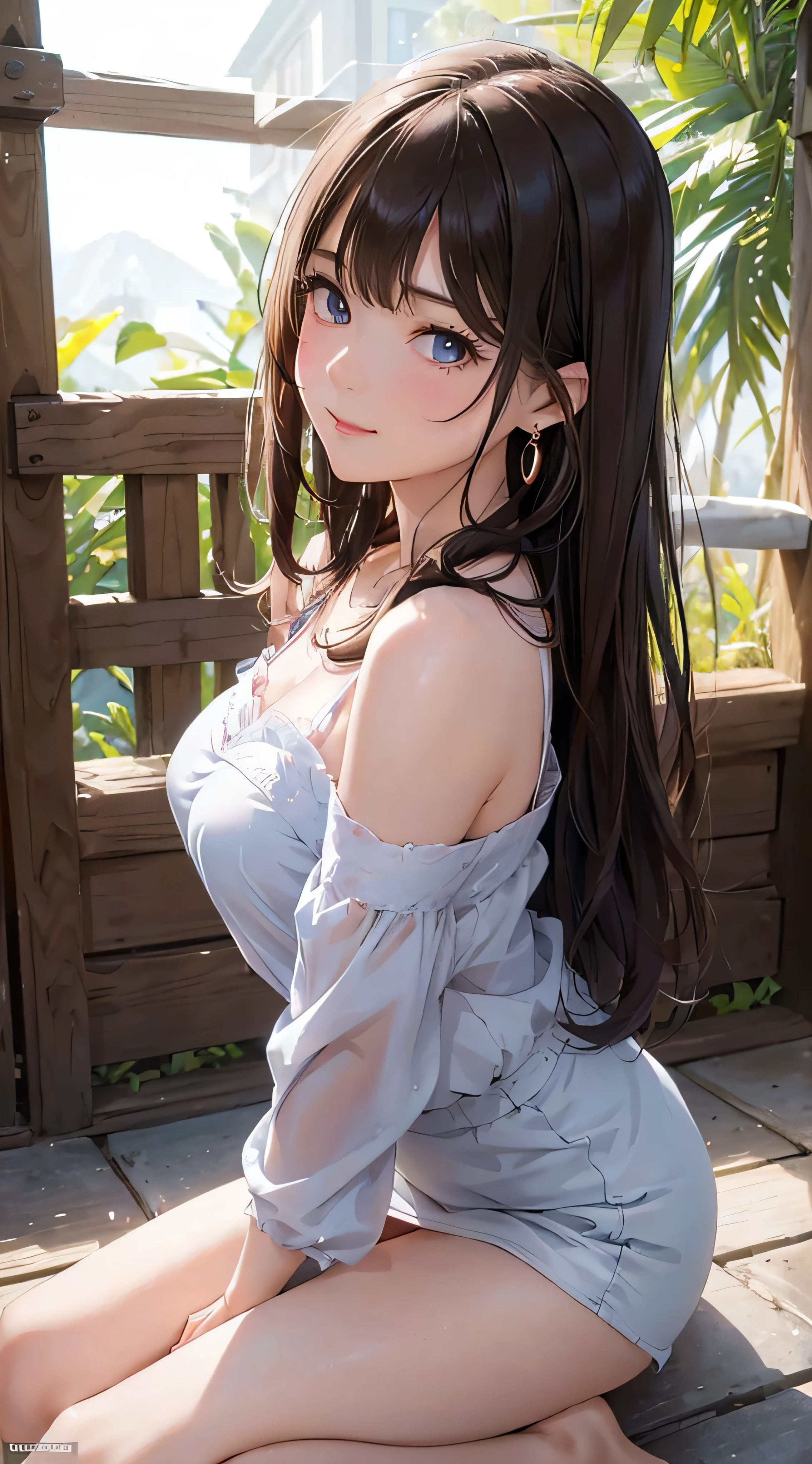 (masutepiece: 1.3), (max resolution: 1.2), (Ultra HDTV: 1.2), cinematric light, Ultra HDTV, (Detailed eyes and skin), (detailed facial features), nffsw, 8K resolution, Sharp Focus: 1.2, Perfect Style, Beautiful face, Perfect body, acurate, Anatomically correct, Highly detailed face and skin texture, Detailed eyes, Dark-blue eyes, Double eyelids, Thin eyebrows, Glitter Eyeliner: 1.2, Natural cheeks, Glossy skin, Fair skin: 1.2, shiny little necklace and earrings, (Glossy lips: 1.4), BREAK, One-person viewpoint, (She is a very cute female teacher), (Pink lace panties), (Seductive smile: 1.2), ((a Innocent and cute girl:1.3)), (Long Wave Hair), (ligh brown hair:1.2),  (Cowboy Shot: 1.2), BREAK, ((Very intimate relationships: 1.2)), medium large breasts, ((Looking at Viewer:1.2)), ((Hot spring trip:1.2)), ((Bend your knees and open your legs wide:1.2)), (From Side:1.2),low  angle shot,Off-the-shoulder mini dress　Tight jeans mini skirt　Embarrassed look　Kamimei
