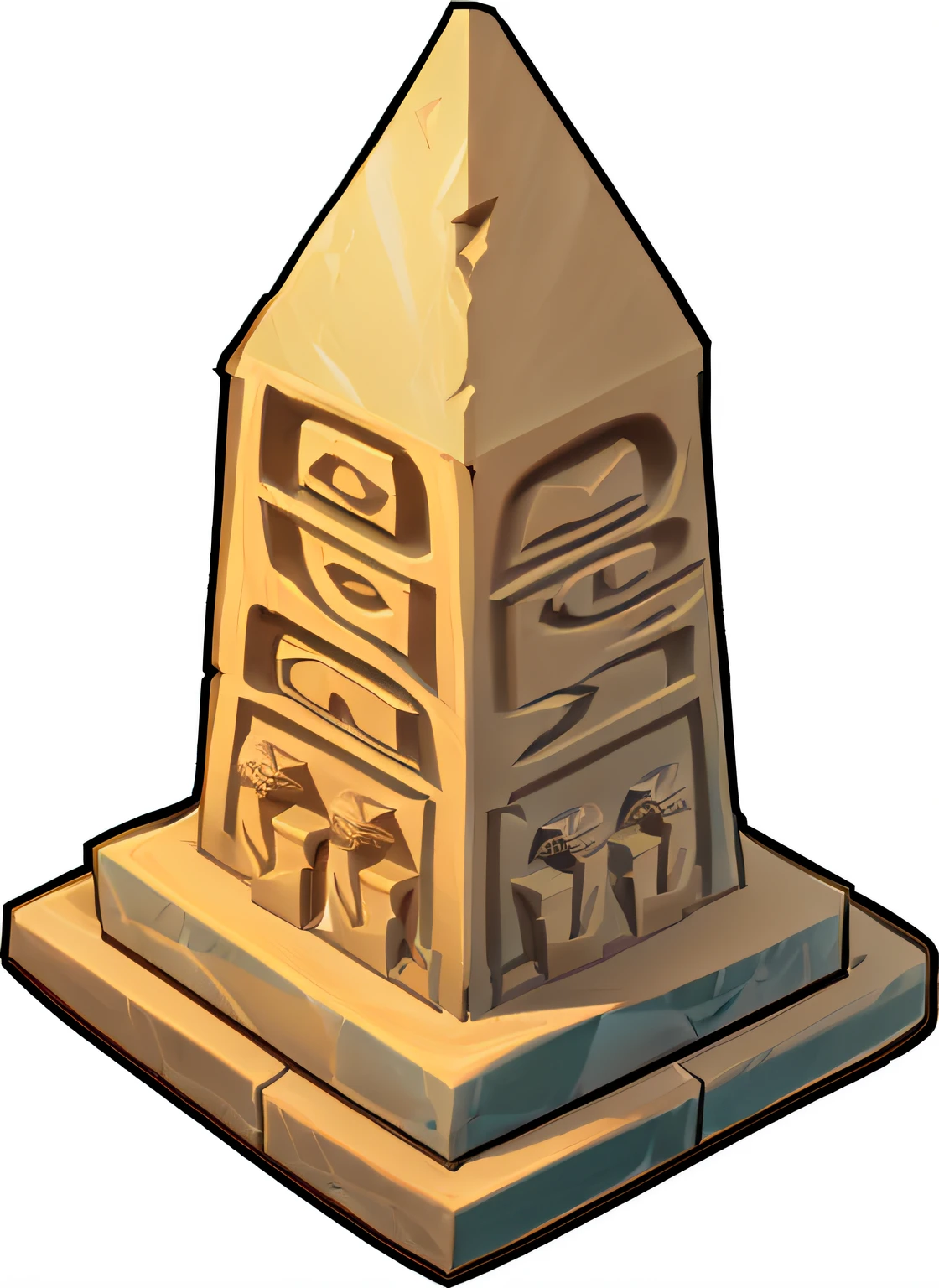 There is a pyramid statue，There is a bird on it, colossal tower, totem 2, obelisk, quest marker, the great marble wizards tower, Monument, stylized shading, Totem poles, totem, gigantic tower, monolithic temple, ((the whole)), heavily stylized, Stylized game art, Tower, ancient symbol behind it