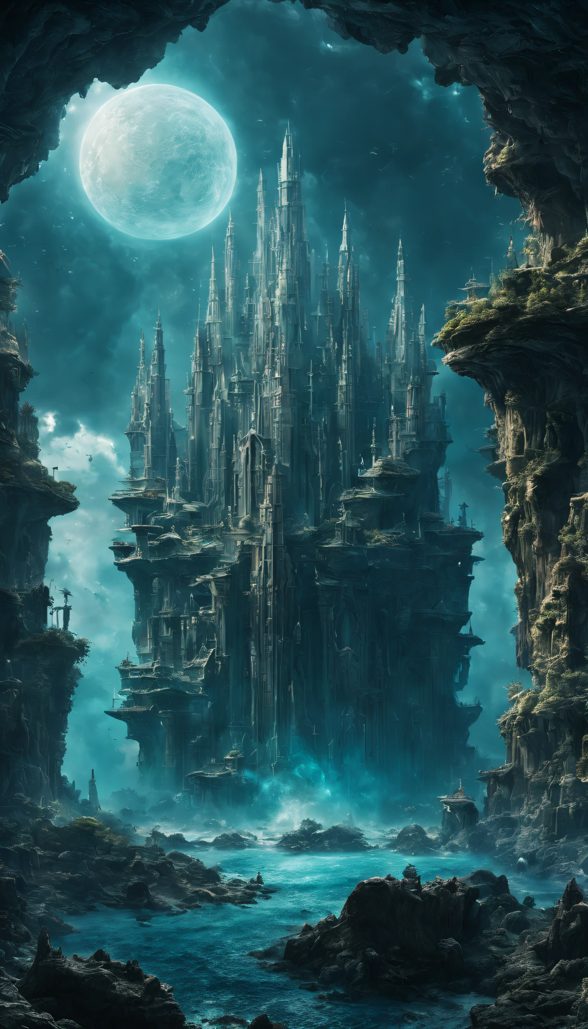 (otherworldly, otherworldly atmosphere, otherworldly appearance), highly insanely detailed, masterpiece, top quality, best quality, highres, 4k, 8k, RAW photo, Atlantis, (fantasy world),