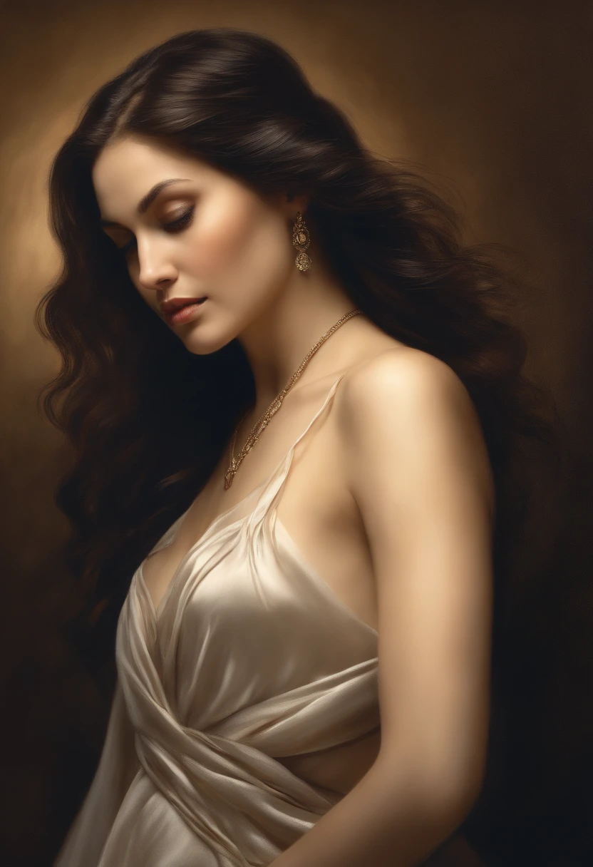 8K Ultra HD, hyper-realistic portrait of a captivating woman, The woman is portrayed in a moonlit setting, her features bathed in a soft, diffused glow that accentuates the delicate nuances of her expression. The artist, drawing from Sargent's precision, captures every subtle contour of her face, the intricacies of her gaze, and the cascading strands of her hair, In this mysterious ambiance, the artist employs da Vinci's mastery of shadow and light, creating an alluring interplay that accentuates the enigmatic aura surrounding the woman, Shadows dance across her features, enhancing the depth of her gaze and adding a touch of secrecy to the composition, by yukisakura, highly detailed, high quality