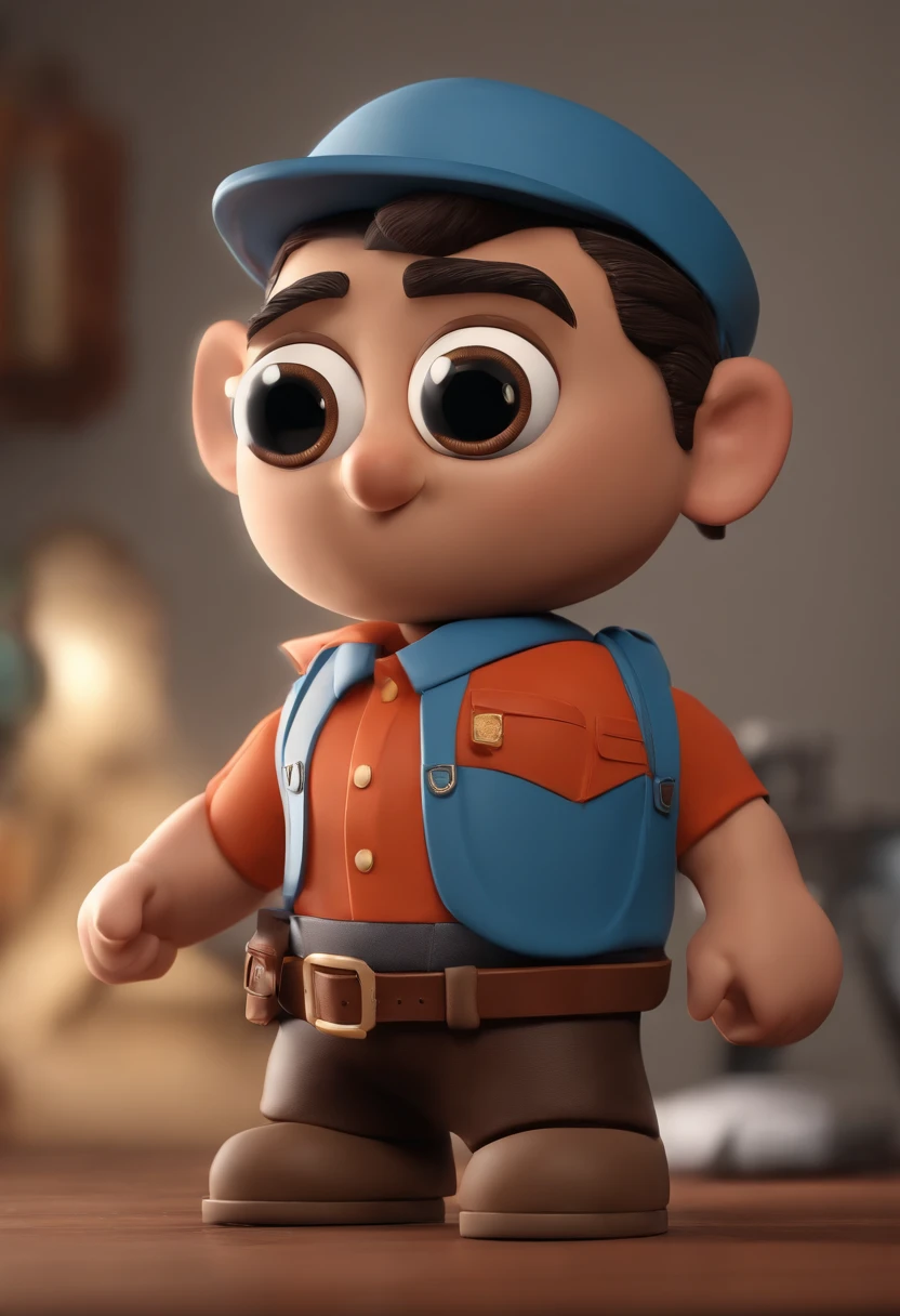 Personagem de desenho animado de um homem de 29 anos e uma camisa azul, um personagem animado, Caractere estilizado, animation style rendering, 3D estilizado, Arnold Maya render, 3 d render stylized, toon render keyshot, Personagem 3D, Personagem 3D, 3d rendering stylized, 3 d character render, personagem de desenho animado, Personagem de close up, Pose de personagem, (Estilo Pixar) (master part:1.2) (Bokeh) (best quality) (pele detalhada) (textura detalhada) (8k) (argila) (Cinematic lighting) (foco nítido,Senta e vaza a parte superior do corpo
