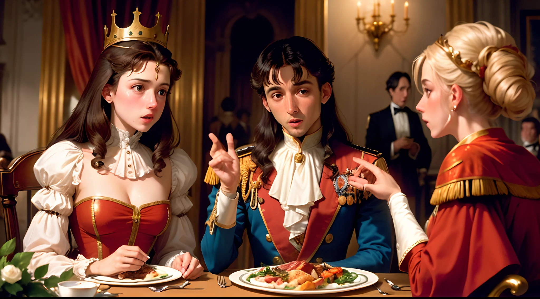 queen and elite peoples make decisions on the dinner table