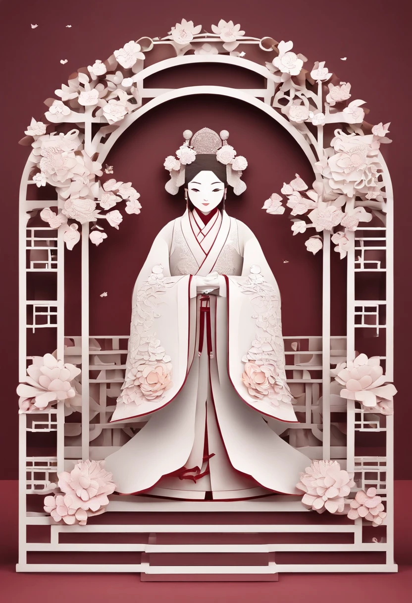 Design a cute cartoon character,Wearing Hanfu and peony ornaments,It embodies the traditional cultural characteristics of Luoyang City,The image should be sunny、cheerful、vivaciousness,Able to win the love and recognition of agers