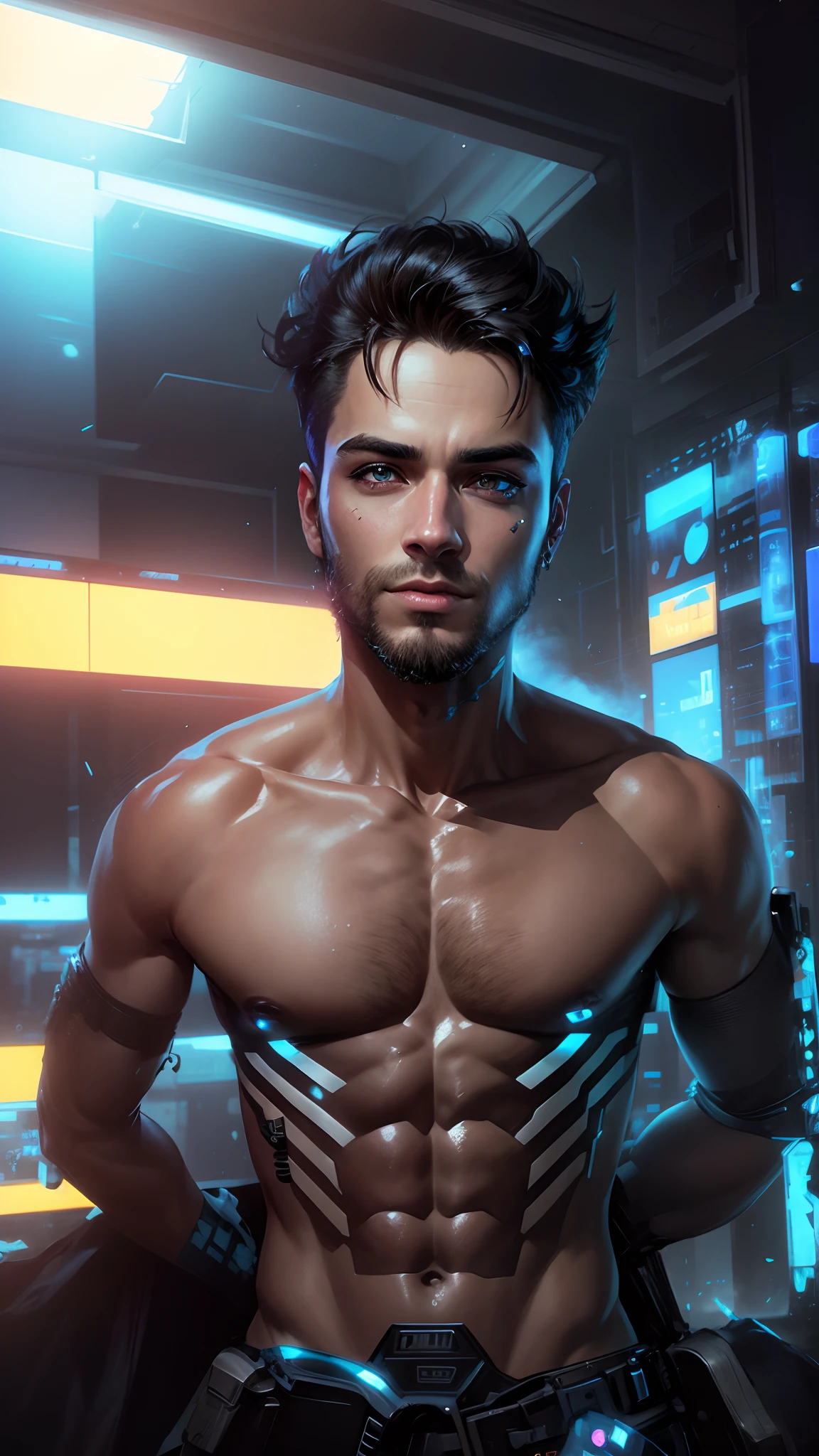 Change background cyberpunk handsome boy, realistic face. 8k ultra realistic.