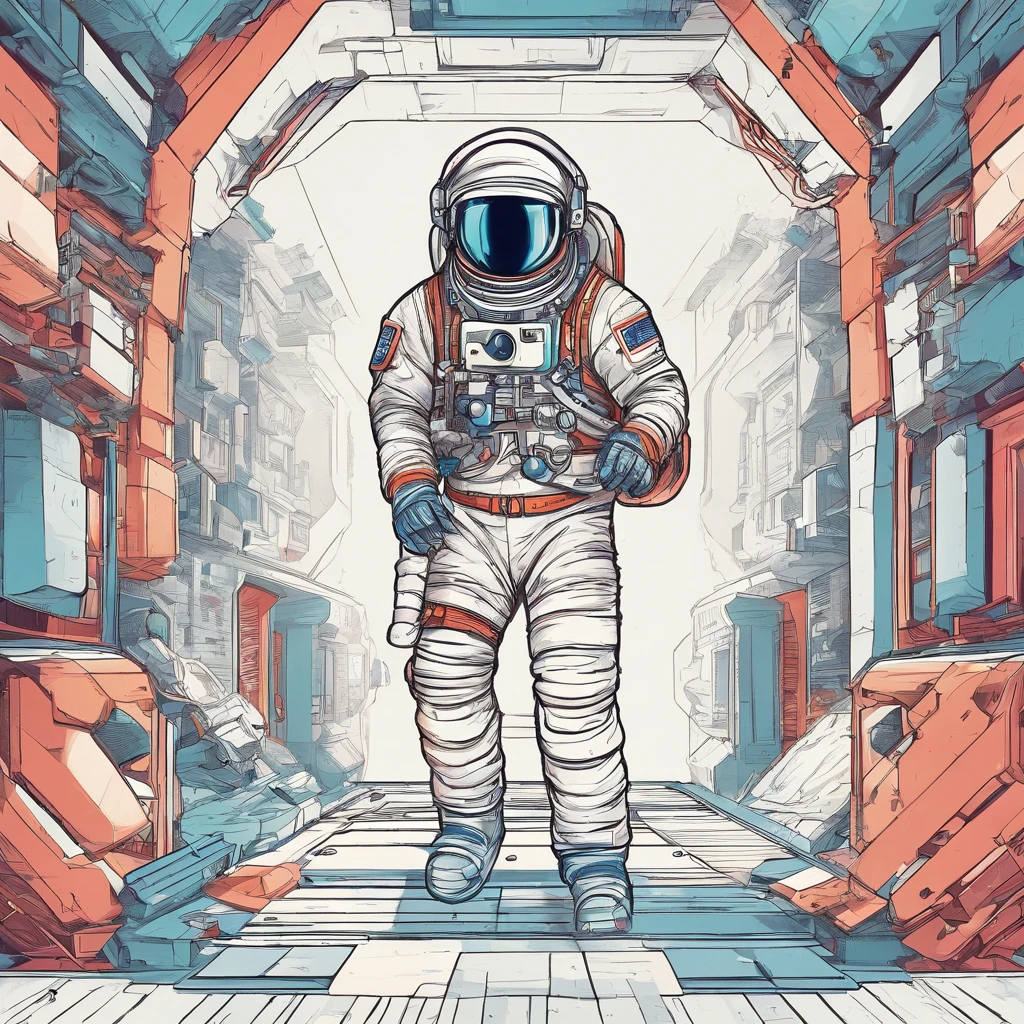 Astronaut, extreme minimalism, empty space
