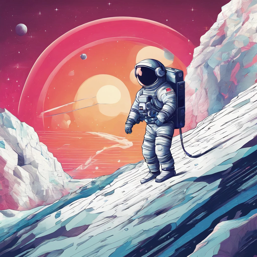 Astronaut, extreme minimalism, empty space
