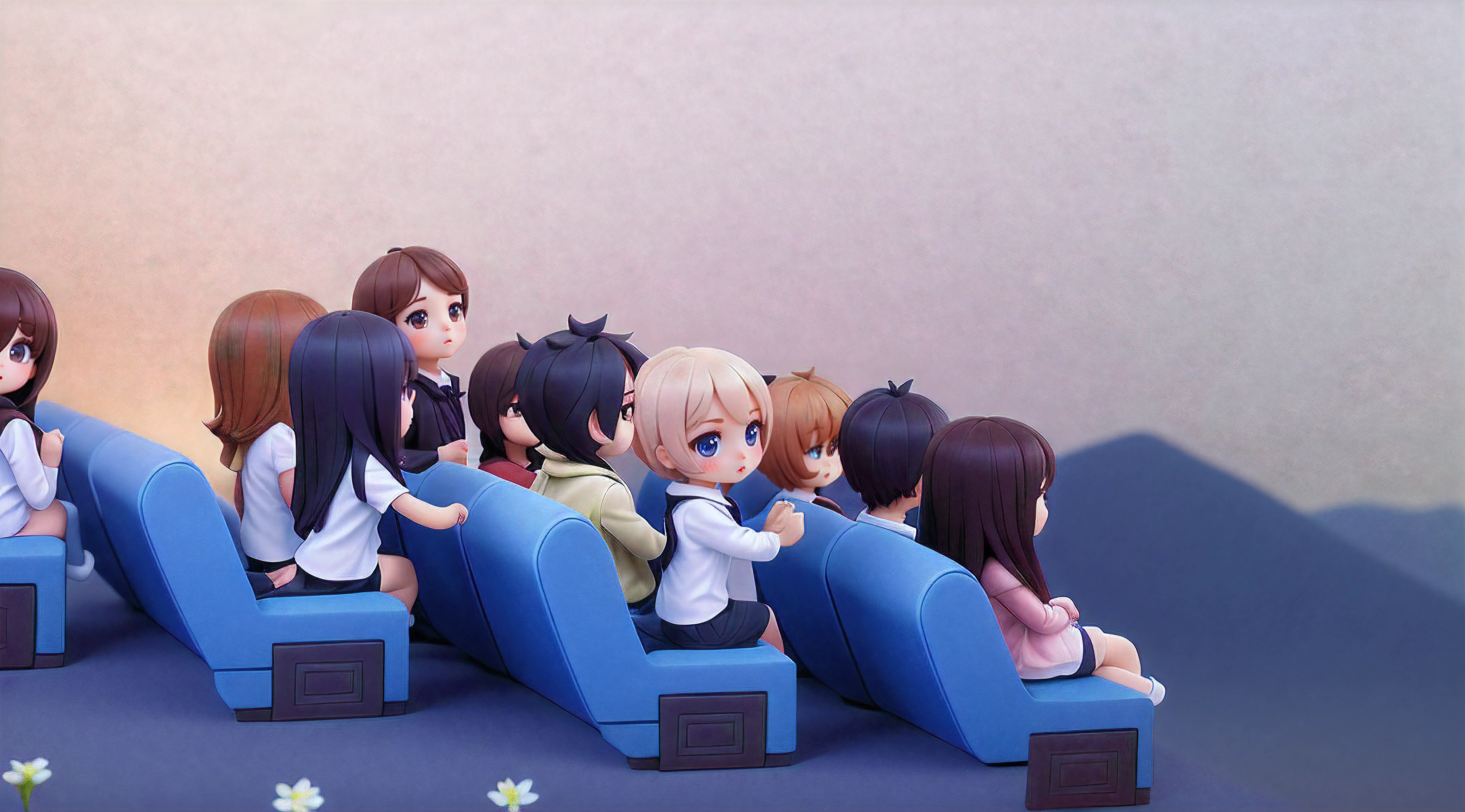 A group of cute characters,Exquisite facial features,The expression on his face was lovely,,tmasterpiece, best qualityer, ultra - detailed, 3D Q style,tchibi,