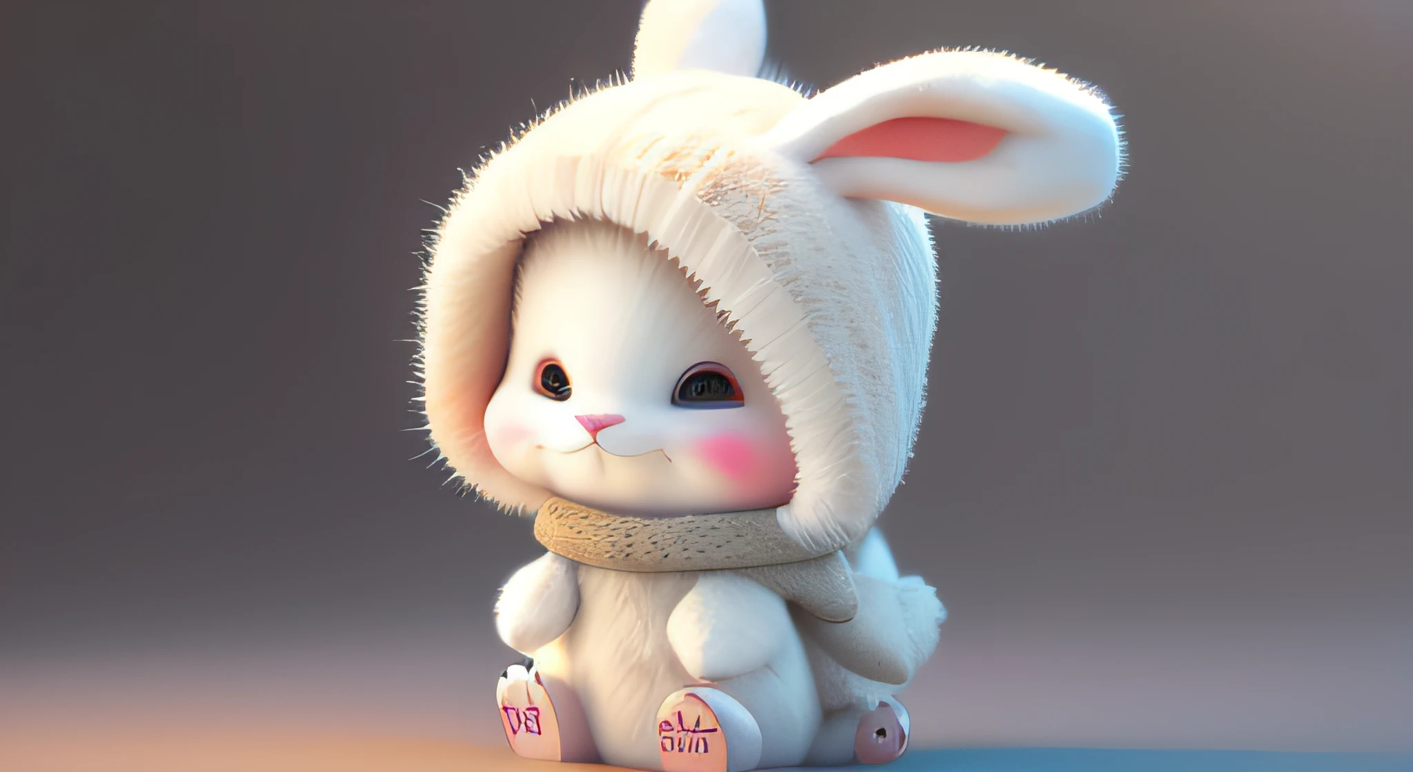 Cute bunny, smiley, by Pixar, Furry art, anime big breast, White background, Character, Outfit