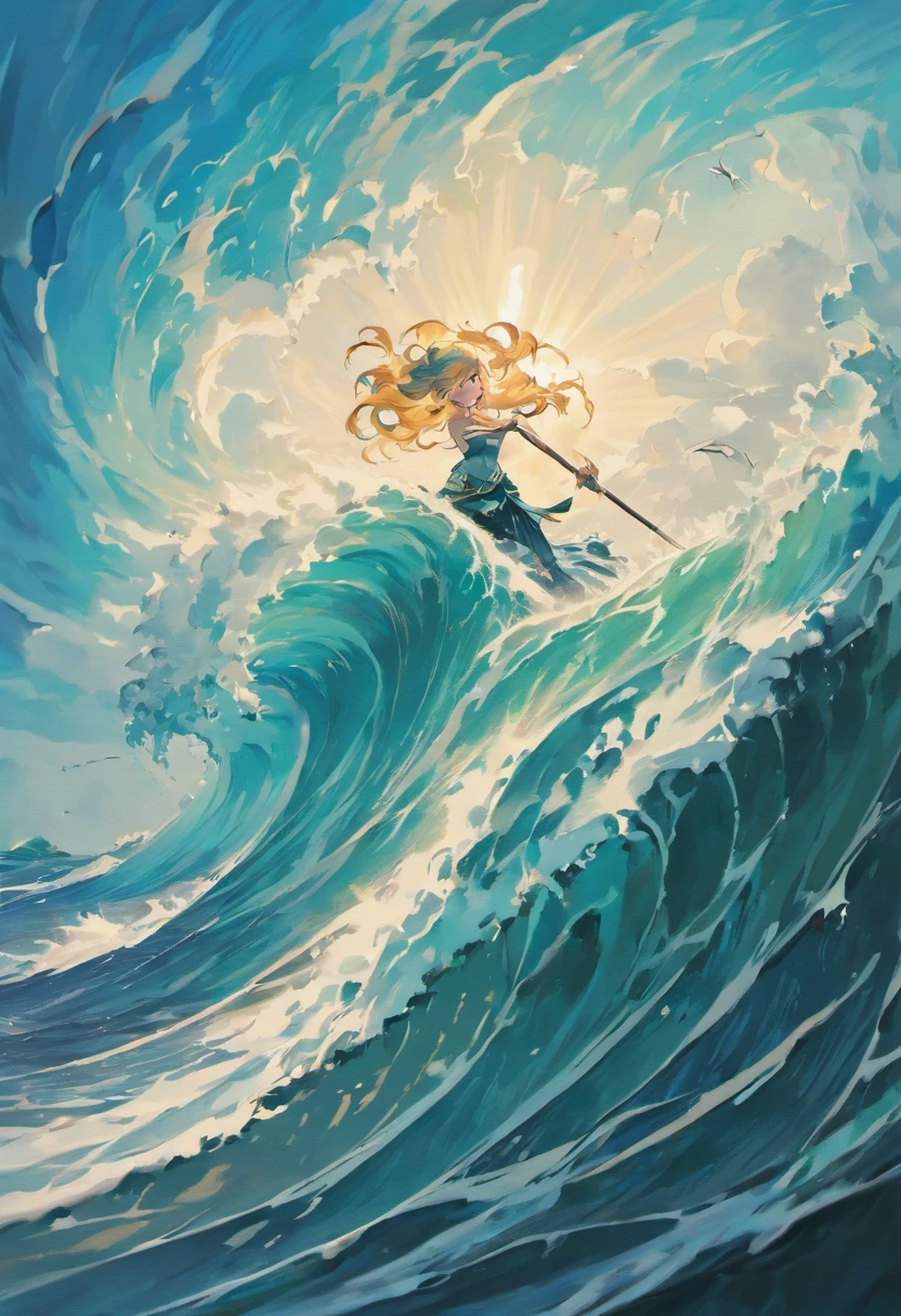 (best quality,4k,8k,highres,masterpiece:1.2),ultra-detailed,(realistic,photorealistic,photo-realistic:1.37),oceanic deity,ships,stormy waves,water splashes,mermaid,seagulls,a lighthouse in the distance,sunset glow,emerald green color palette,majestic,mythical,storm brewing,dramatic lighting,crashing waves,ripples in the water,captivating,deep sea waters,receding tide,fierce winds,ominous clouds,magnificent,fishing boats,breathtaking,whirlpools,frothy sea,treacherous currents,mysterious,shimmering scales,mythical creatures,thunderous roar of the ocean,secrets hidden beneath the surface,awe-inspiring