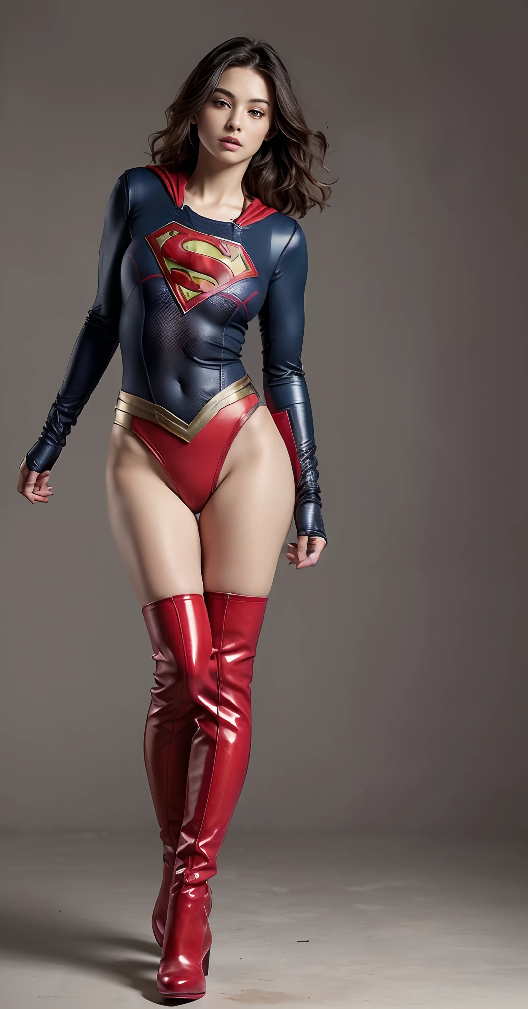 Beautiful girl fighting、japanes、Cute Beautiful Girl、(((Wear black tights on your beautiful legs.)))、(((beauty legs)))、(((Open thighs)))、((((Make the most of the original image)))、(((Supergirl Costume)))、(((Beautiful hair with short cuts)))、(((Injured)))、(((Be sure to wear black tights on your feet)))、(((You need to wear red boots)))、((Top image quality、8K))、((top-quality、8K、​masterpiece:1.3))、(((Keep your background simple)))、Crisp focus:1.2、Beautiful woman with perfect body shape:1.4、Slender Abs:1.2、a wet body:1.5、Highly detailed facial and skin texture、8K、Keep your background simple