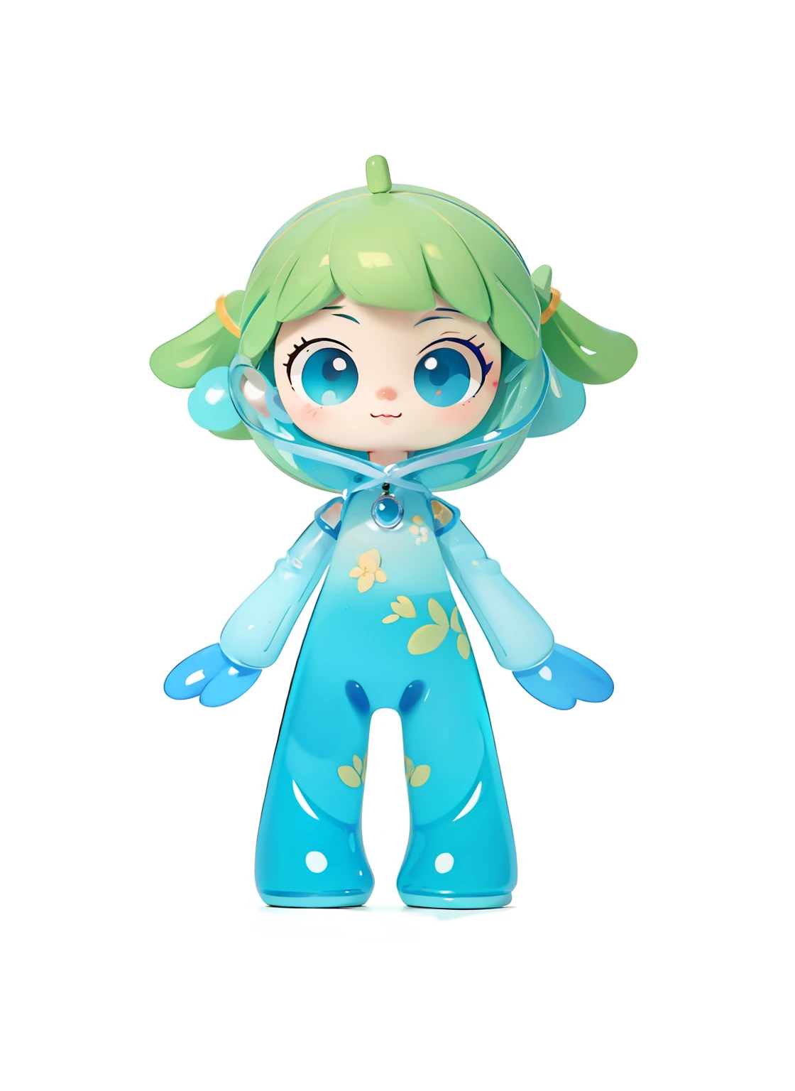 vinyl toy figurine,Small and cute appearance,a 3D render,full bodyesbian, Masterpiece,4K,There is an osmanthus pattern on the chest