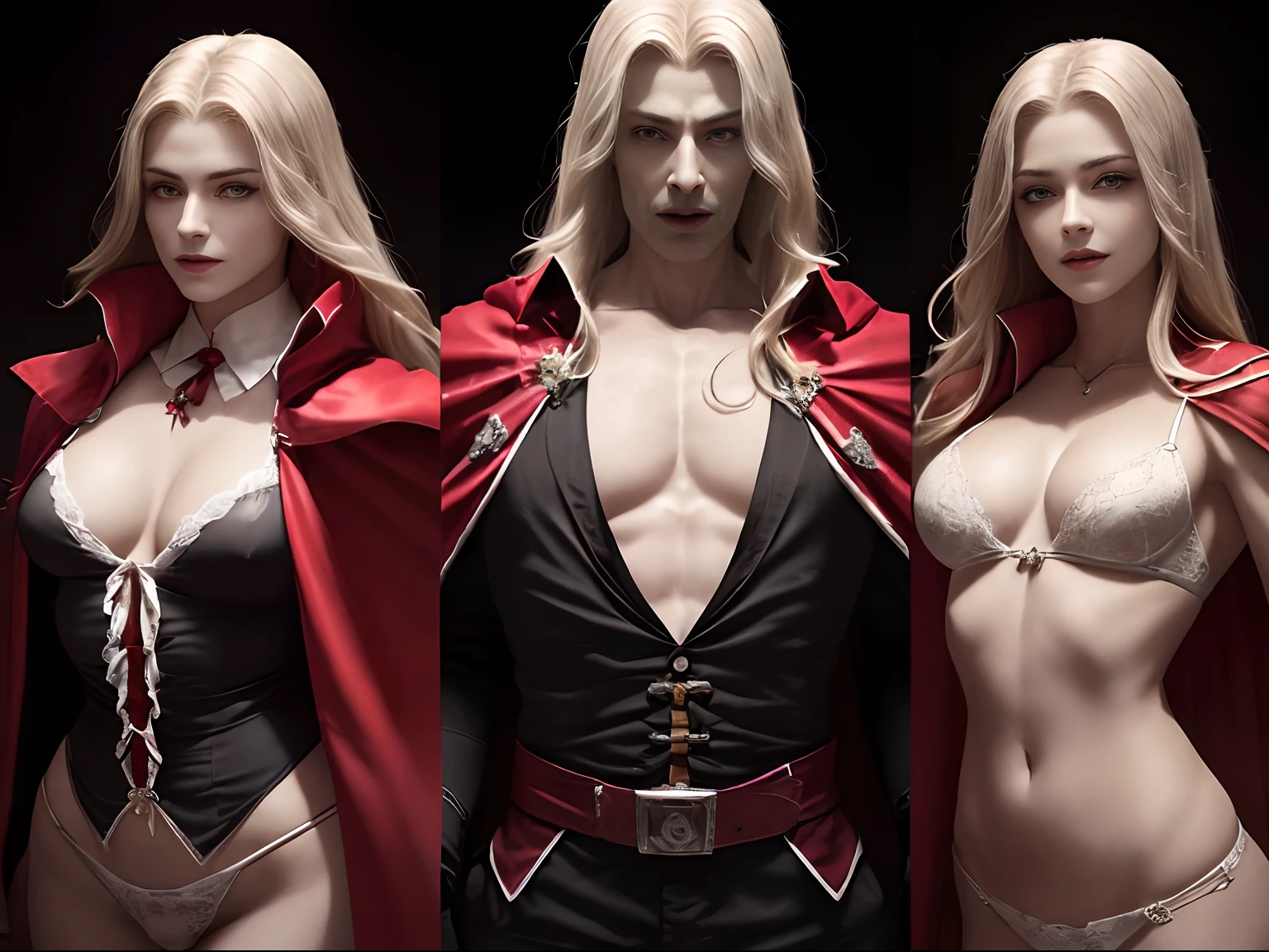 (((dracula)))8k,((from Castlevania)((elegante))(((red cape)))caliente, hermoso,((alucard)),(((viste ropa ajustada )))((tiene una espada)))8k, hiperrealista todo como un motor irreal trazado de rayos render ((estilo humano hiperealista)),(((Empty dark background))). hiperrealista todo como un motor irreal trazado de rayos render estilo humano realista ,(((Empty dark background)))., Suavemente iluminado, Intimo exquisito detalle, foco nítido, intrincadamente detallado, rewarded photography, small-catchlight, bajo contraste, alta nitidez, facial-symmetry, profundidad de campo, cinematic background, Renderizado del motor irreal, Imagen central, dream-like, Suavemente iluminado, intimo, imagen de cuerpo completo ,cuerpo completo, hdri