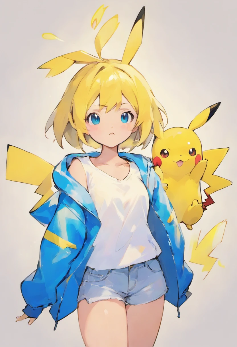 Pokémon: Pikachu,White shirt,blue jacket