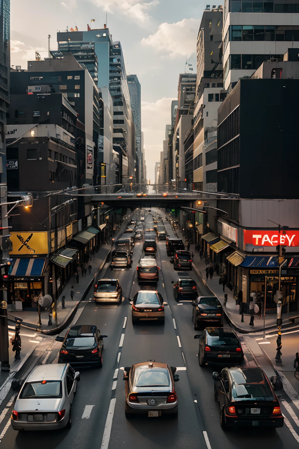 a busy intersection with cars in traffic, vibrant city lights, bustling streets, busy pedestrians, chaotic movement, urban scenery, rush hour, congestion, fast-paced city life, traffic flow, street signs, traffic signals, honking horns, traffic jams, exhaust fumes, high-rise buildings, towering skyscrapers, blurred car lights, people crossing the street, busy roadways, urban chaos, urban energy, neon signs, crowded sidewalks, cityscape, urban landscape, modern transportation, urban infrastructure, urban development, bustling metropolis, tire screeching, cars honking, busy commuters, crowded intersections, traffic congestion, city rush, heavy traffic, urban dynamics, urban movement, traffic lights flickering, vibrant street art, hustle and bustle, urban noise and energy, bustling city center, taxi cabs, public transportation, gridlock traffic