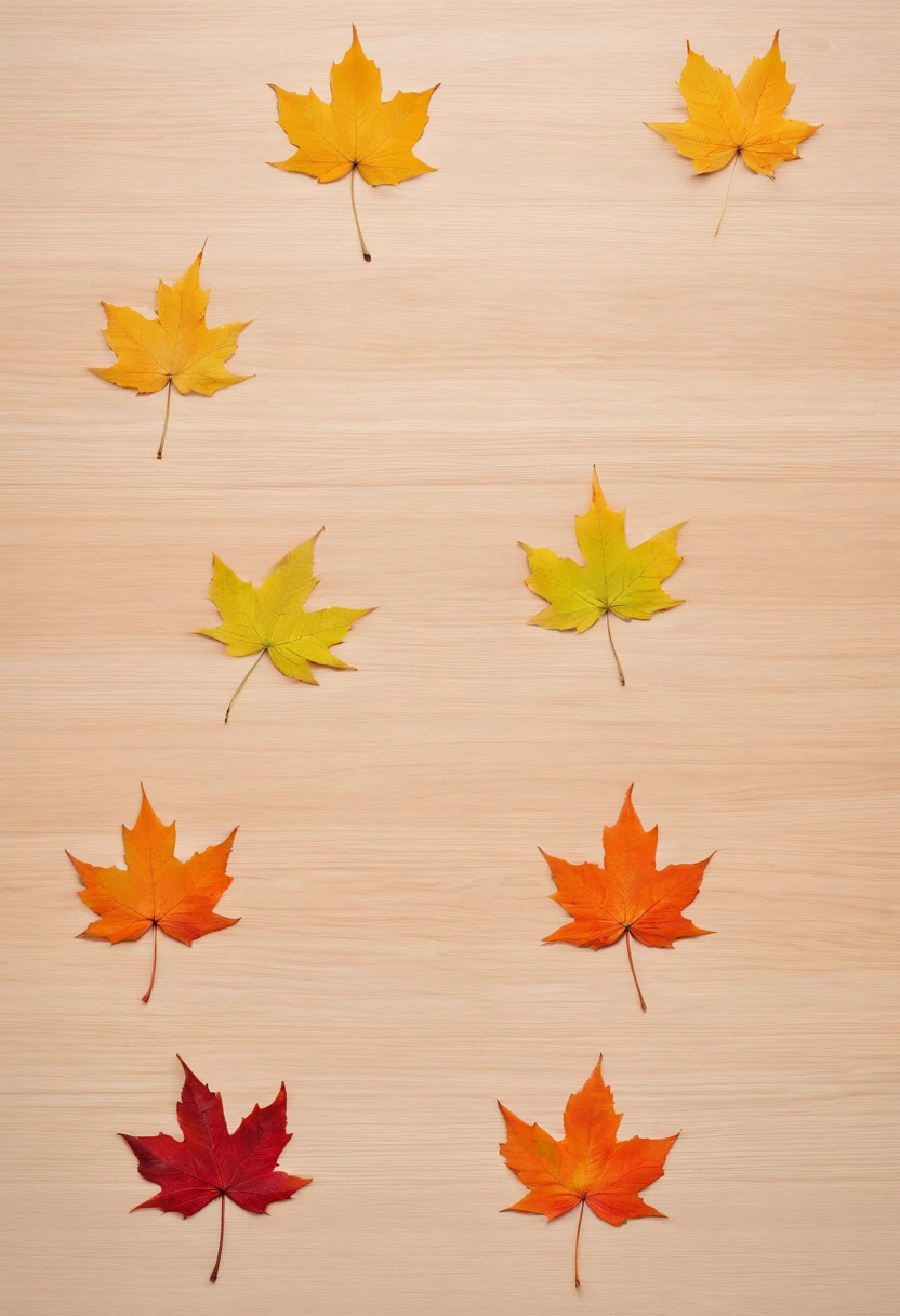 A serene educational setting showing only three maple leaves arranged on a classroom desk. Each leaf is inscribed with different Chinese characters, conveying motivational messages. The leaves are bathed in a soft, warm light, emphasizing the rich hues of the maple and the thoughtful messages, designed to inspire and uplift the viewer.