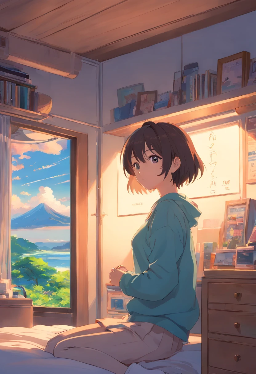 animeaesthetic, lovely art style, in her room, Soft anime illustration, Anime style illustration,beautiful anime art style, kawaii anime manga style, Cute anime style, Anime art style, Black beauty