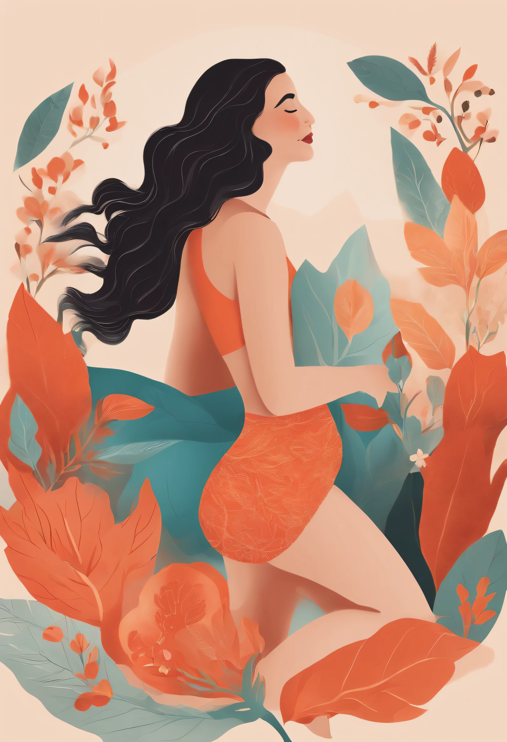Let's imagine an image that embodies the liberation of the transition to period panties. Uses bright colors and staging that reflects durability and comfort. Let's put forward the idea that this choice is an ode to nature and to the modern woman. #TransitionMenstruelle #ÉcologieFéminine #MidjourneyCapture