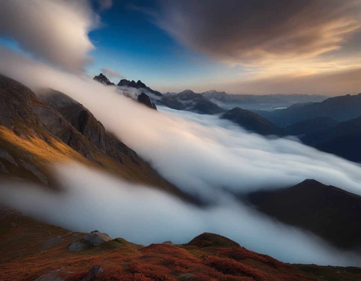 A sea of clouds on many mountains