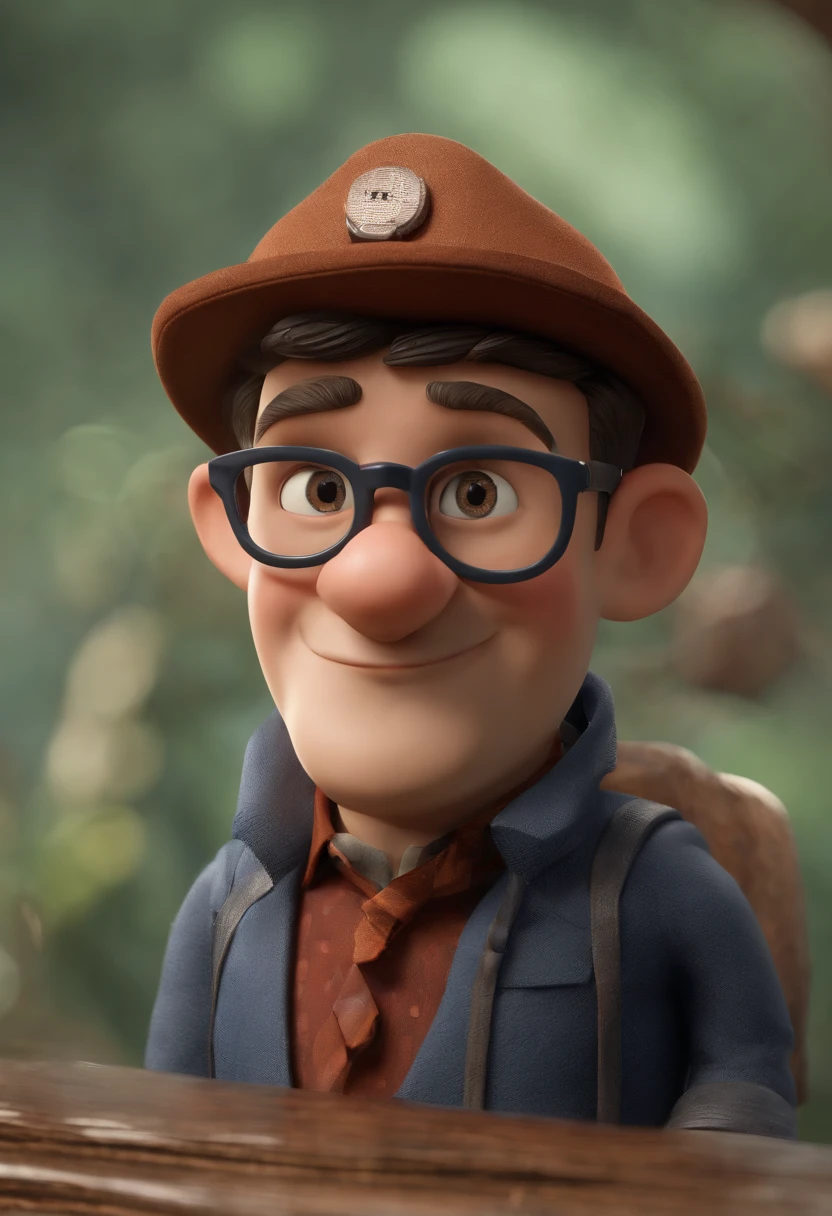 Cartoon character of a man wearing black glasses and a blue shirt, um personagem animado, Caractere estilizado, animation style rendering, 3D estilizado, Arnold Maya render, 3 d render stylized, toon render keyshot, Personagem 3D, Personagem 3D, 3d rendering stylized, 3 d character render, personagem de desenho animado, Personagem de close up, Pose de personagem, (Estilo Pixar) (master part:1.2) (Bokeh) (best quality) (pele detalhada) (textura detalhada) (8k) (argila) (Cinematic lighting) (foco nítido,Senta e vaza a parte superior do corpo